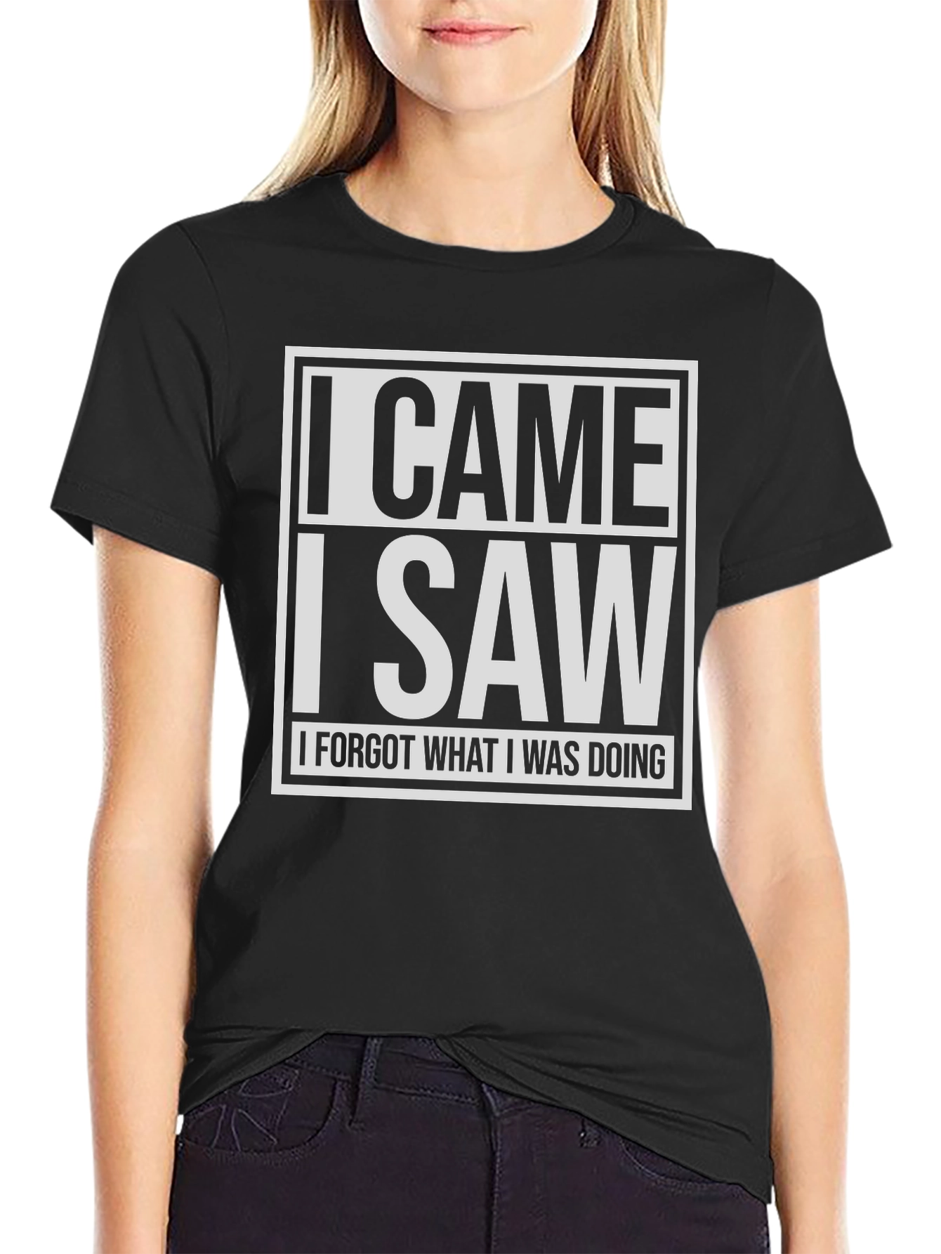 Black Humorous Black T-Shirt: I Came, I Saw, I Forgot view 2