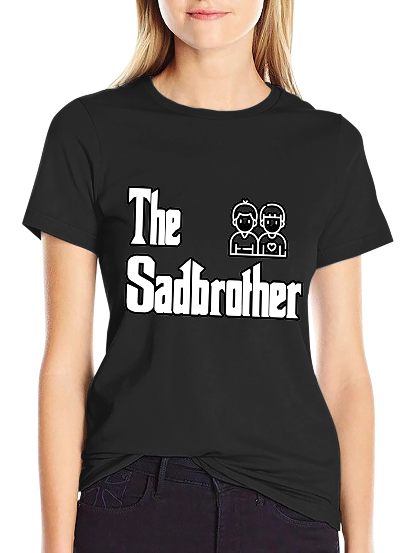 Black The Sadbrother T-Shirt - Novelty Graphic Tee view 2