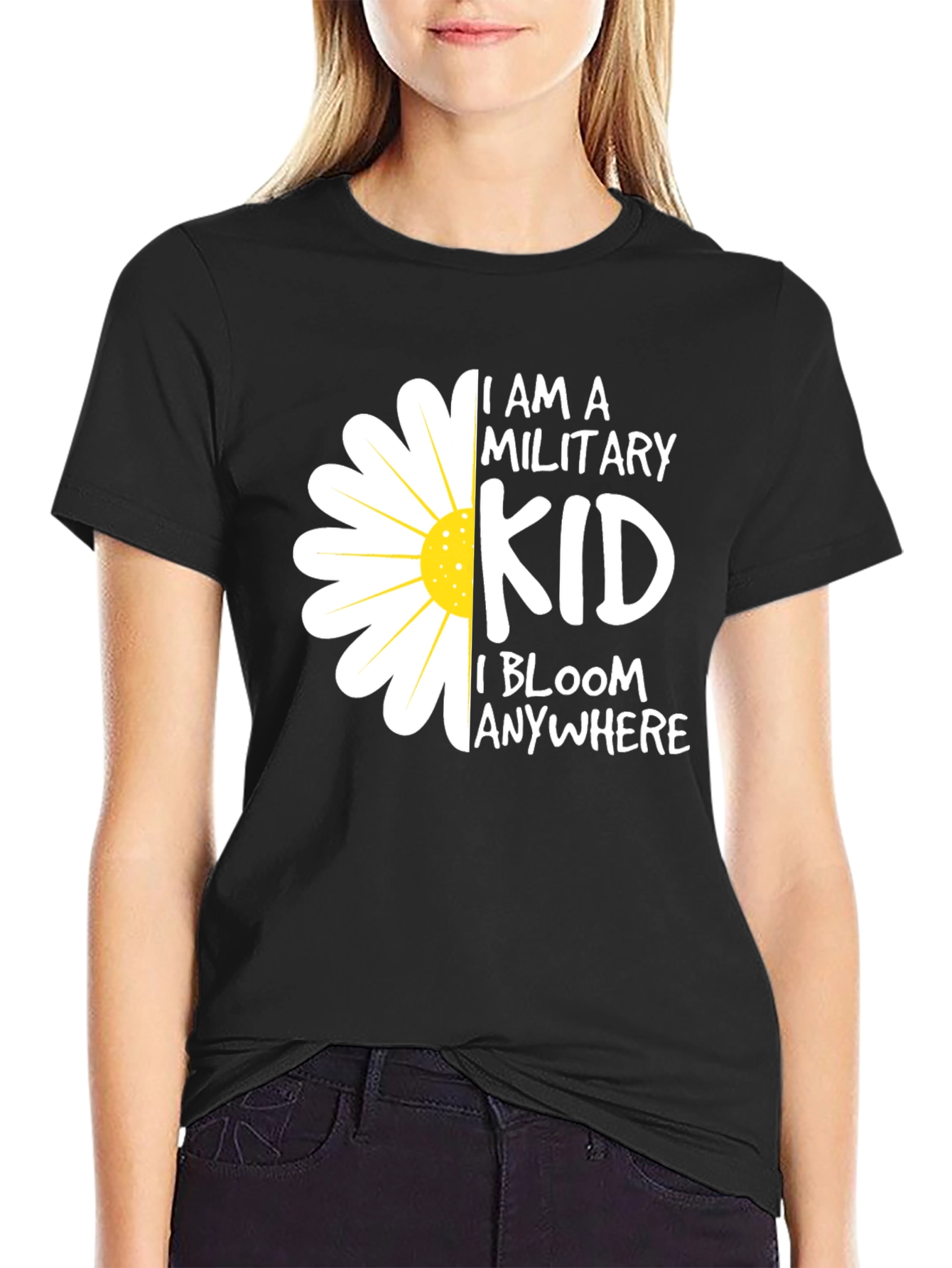 Black Military Kid T-Shirt - I Bloom Anywhere view 2