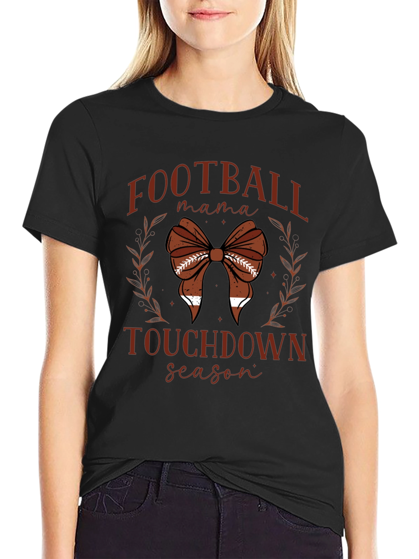 Black Football Mama Touchdown Season Tee view 2