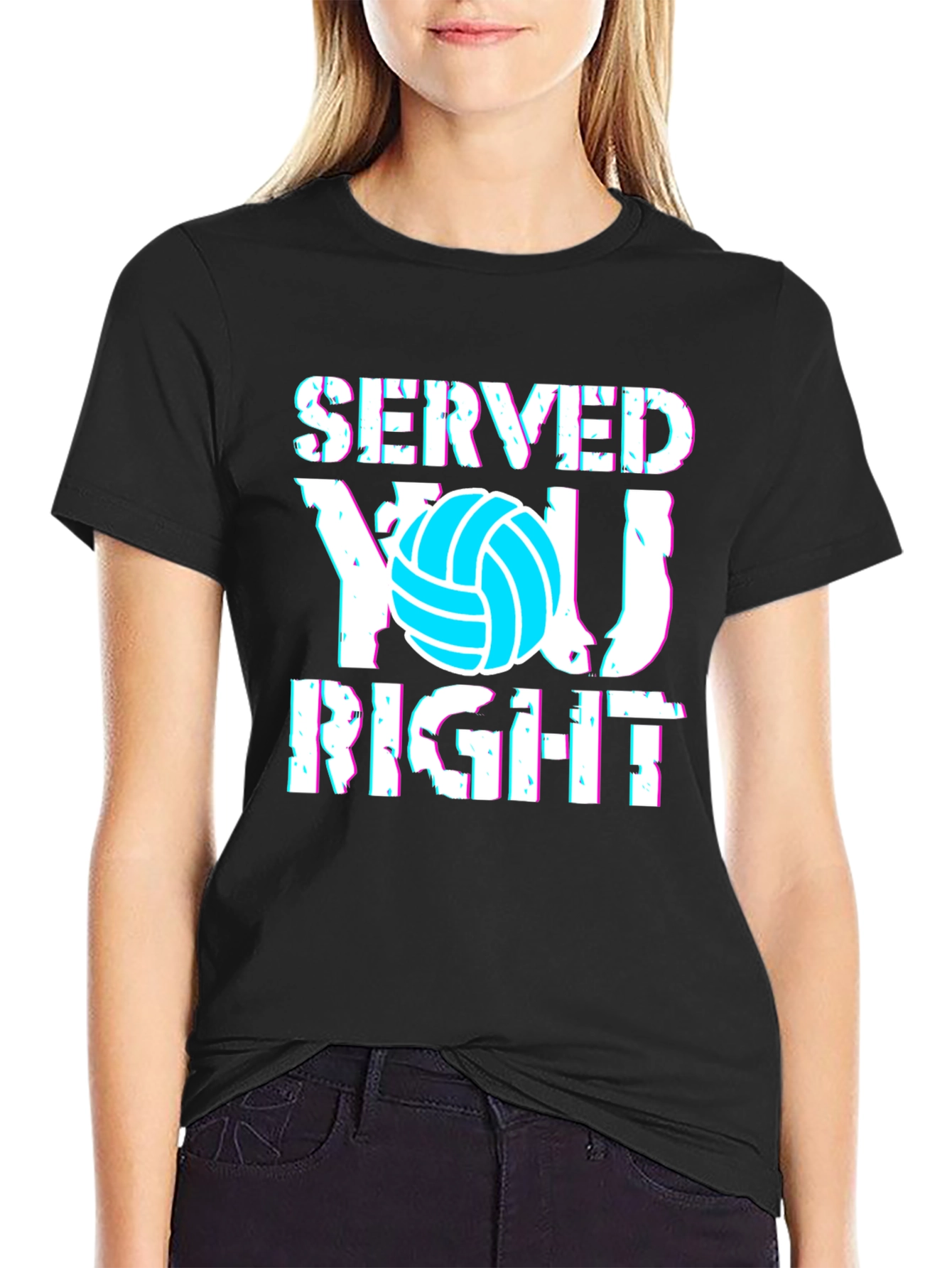 Black Served You Right Volleyball Graphic Tee view 2