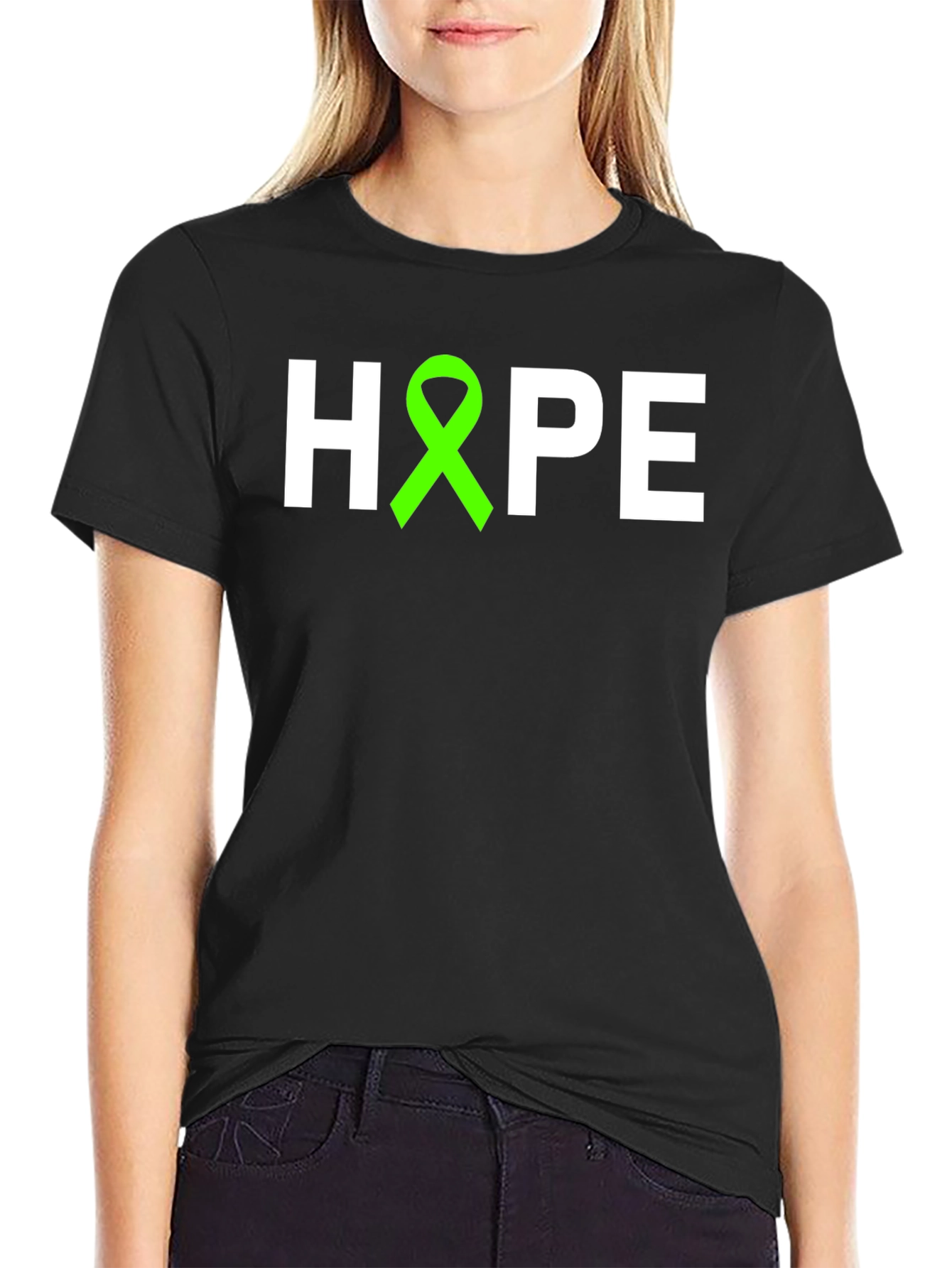 Black HOPE Awareness Ribbon T-Shirt - Support Mental Health view 2