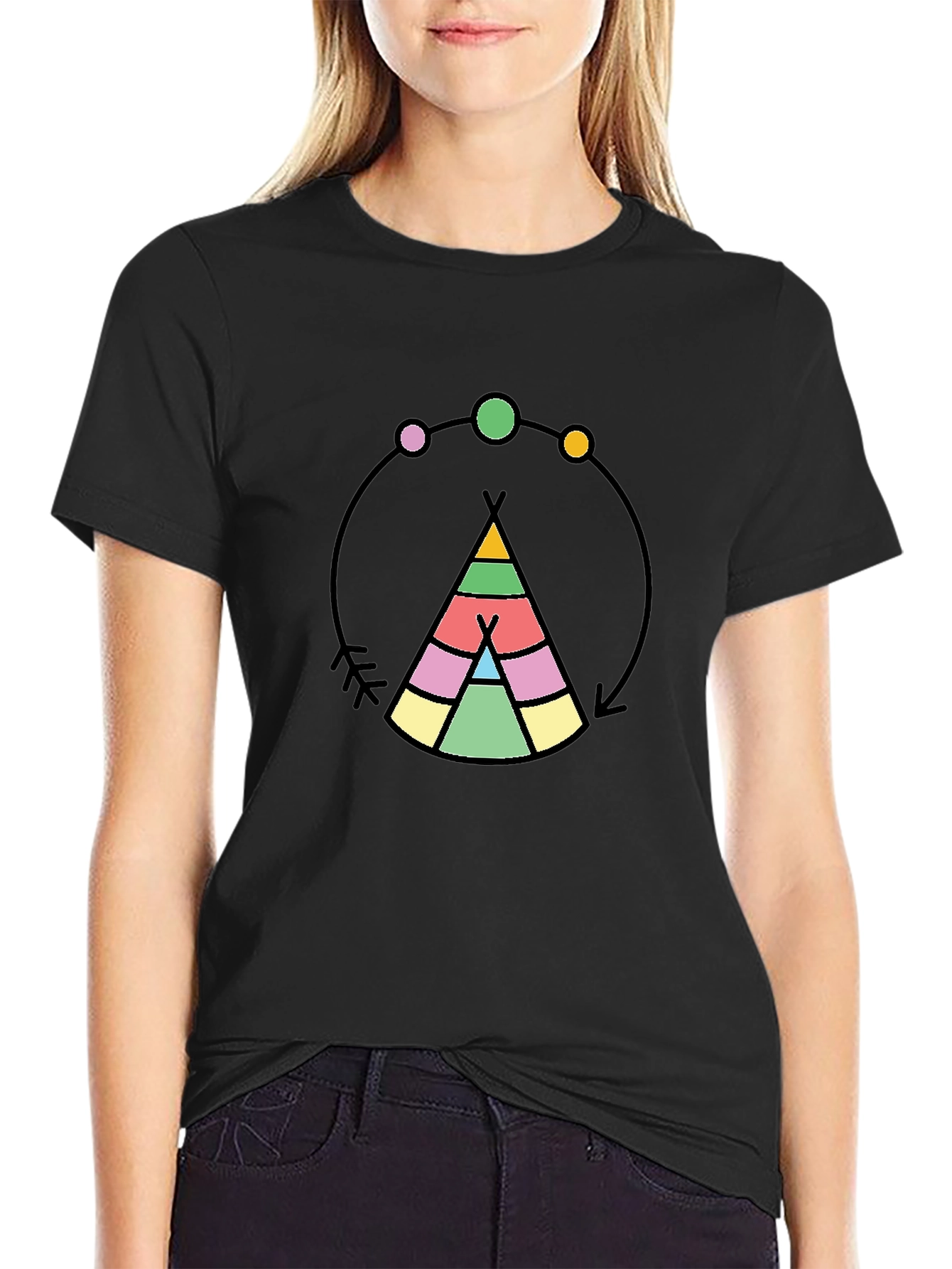 Black Teepee Graphic Black T-Shirt view 2