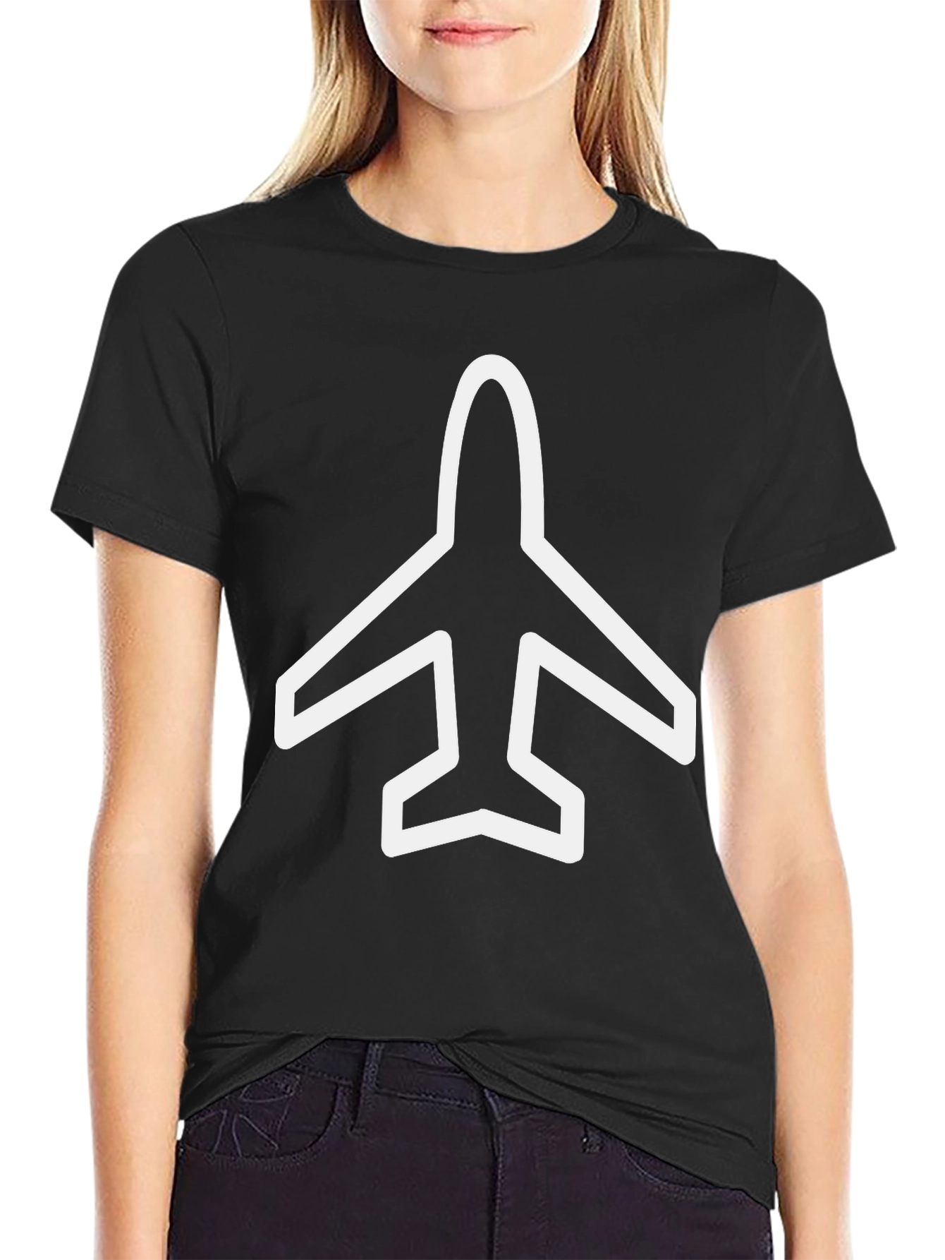 Black Airplane Graphic Tee - Black Cotton Comfort view 2