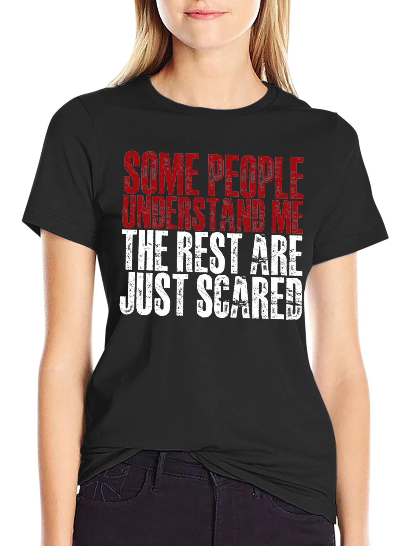 Black Funny Statement Graphic T-Shirt - Some People Understand Me view 2