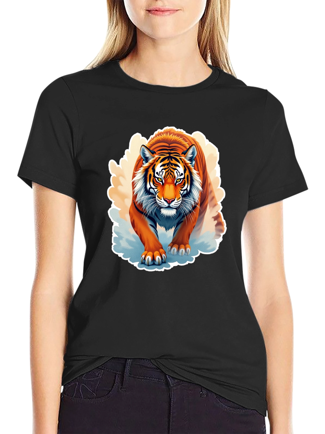 Black Tiger Graphic T-Shirt - Fierce Animal Design view 2