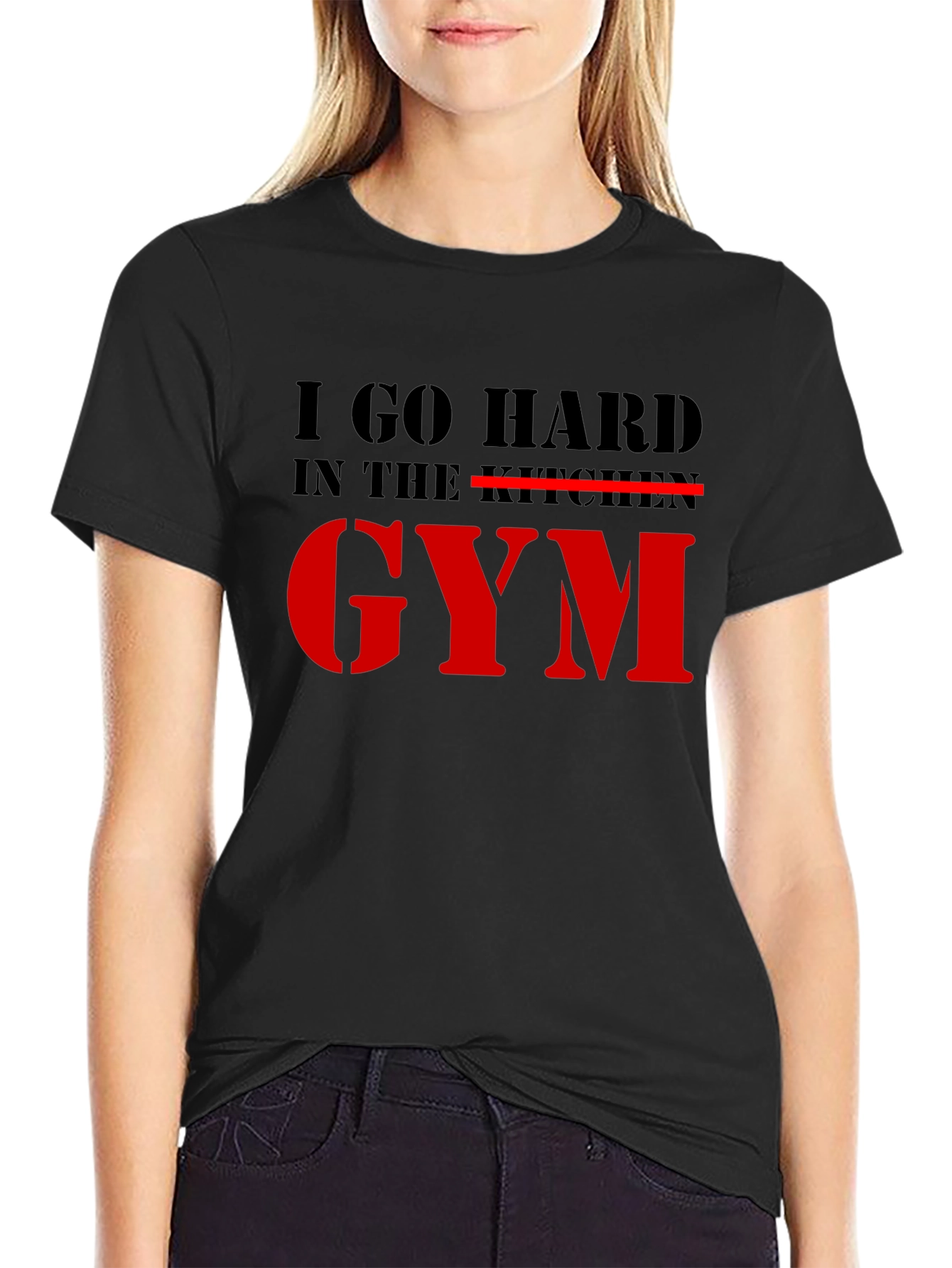 Black I Go Hard in the Gym Graphic T-Shirt view 2