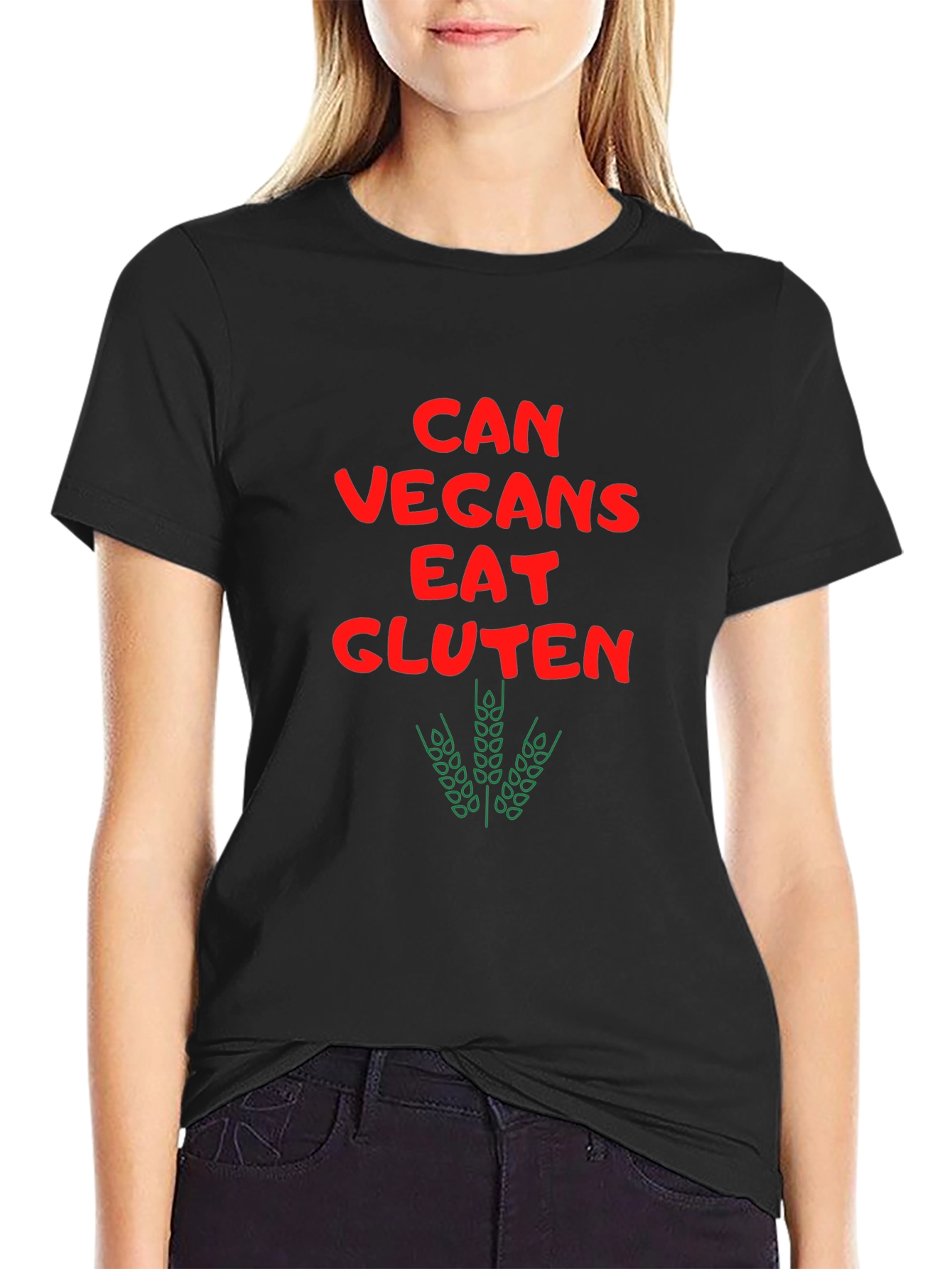 Black Can Vegans Eat Gluten Funny T-Shirt view 2