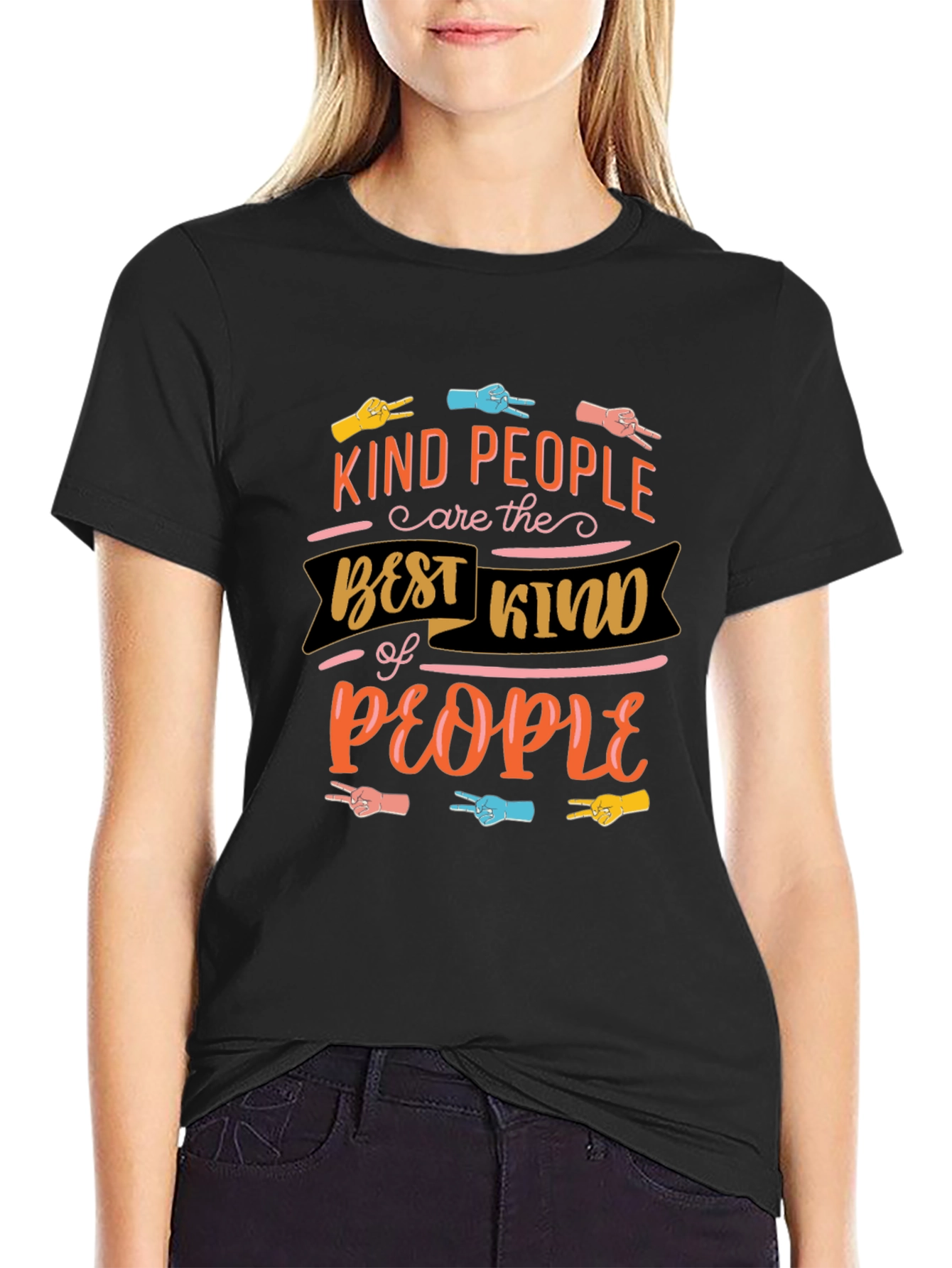 Black Kind People Graphic Tee - Black view 2