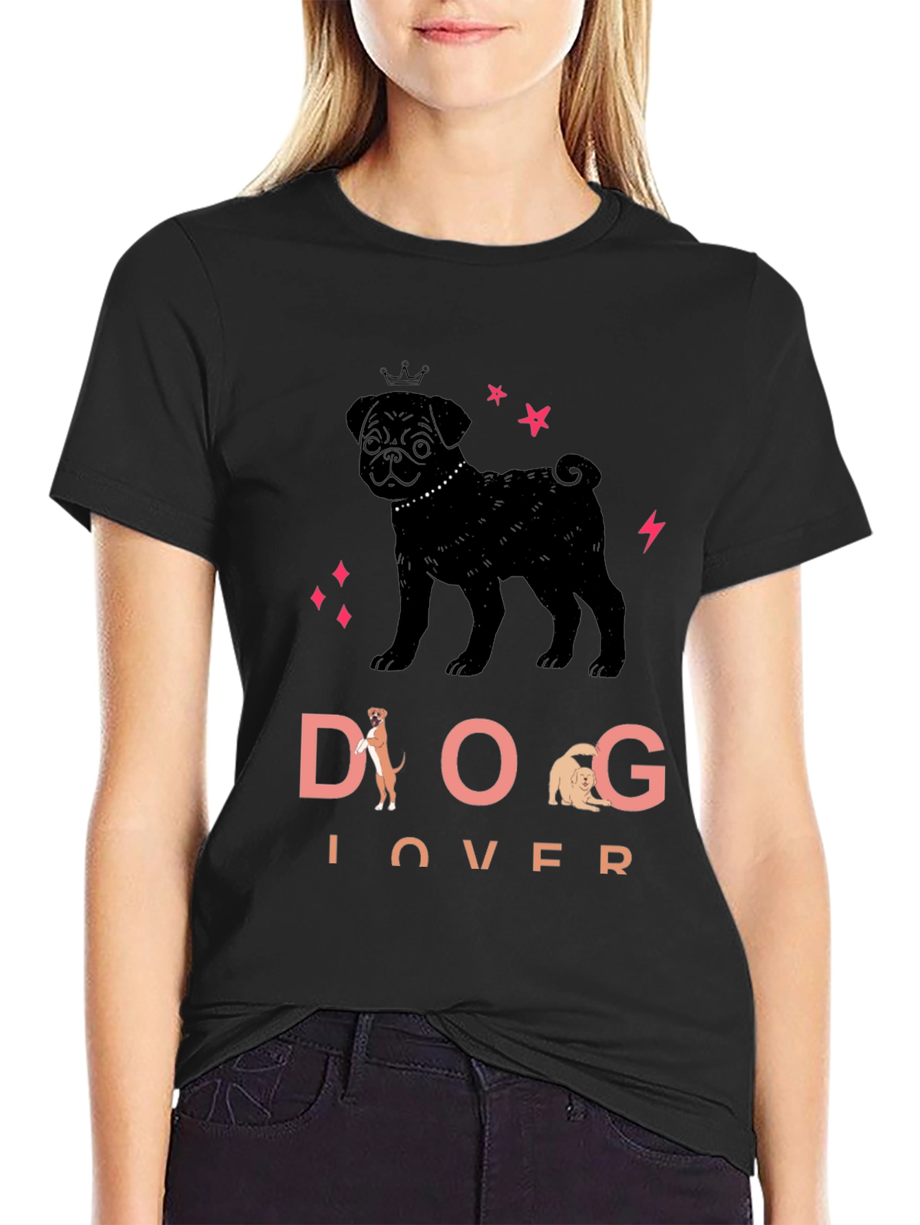 Black Dog Lover Black Graphic Tee view 2
