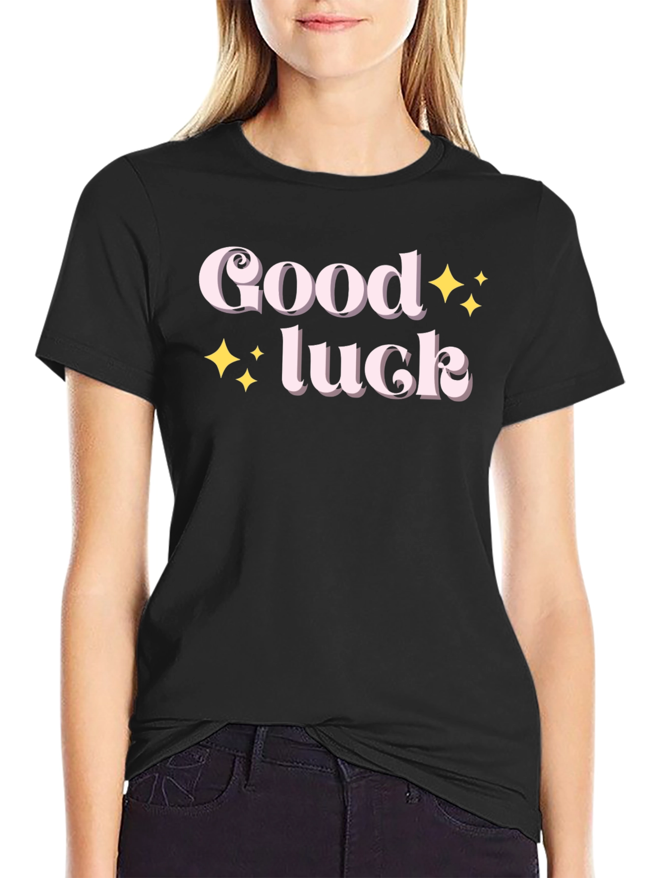 Black Good Luck Graphic Tee - Soft Cotton Blend view 2