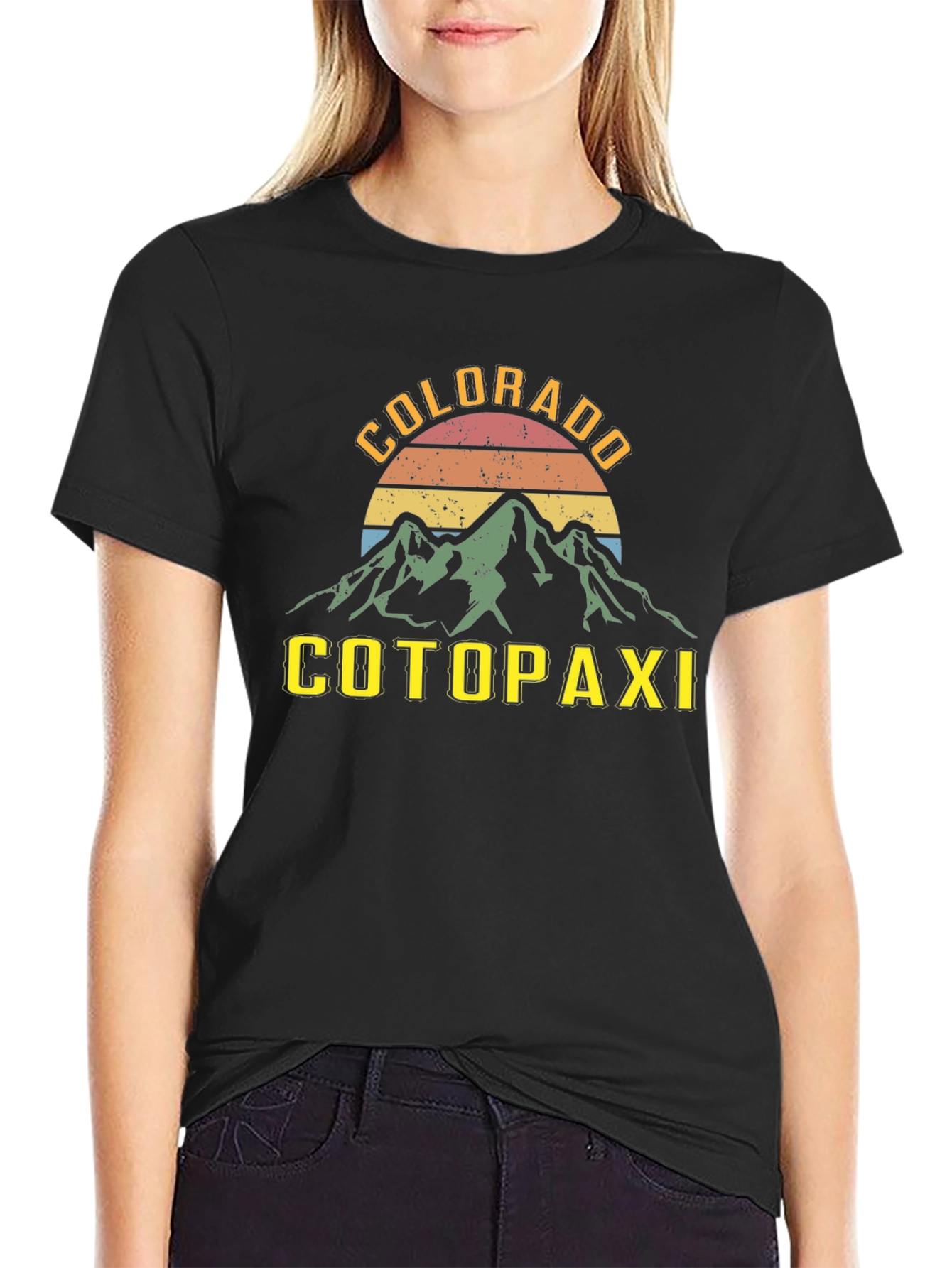 Black Colorado Cotopaxi Retro Graphic T-Shirt view 2