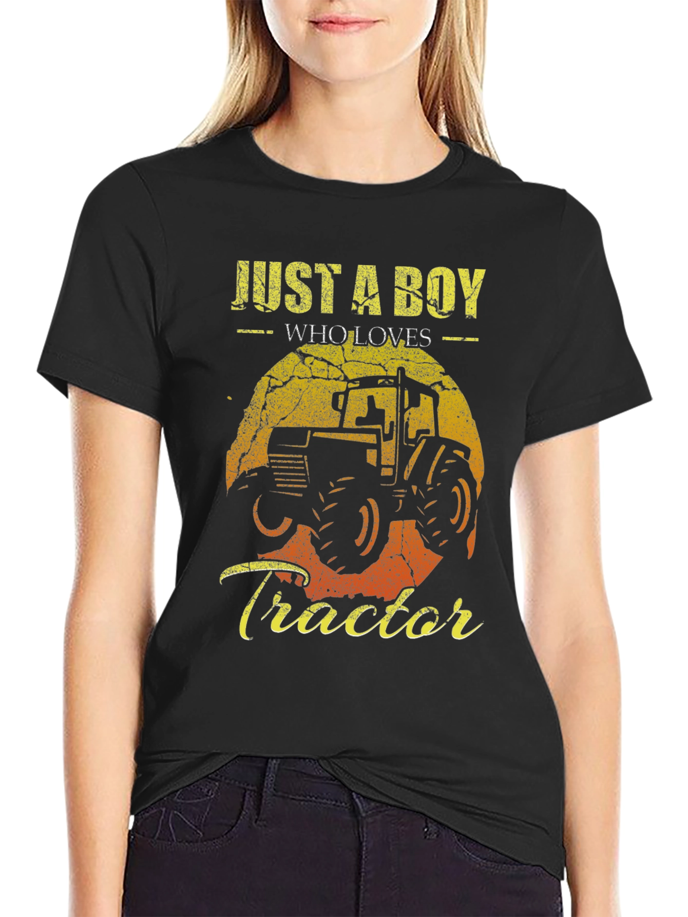 Black Just a Boy Who Loves Tractors Graphic Tee view 2