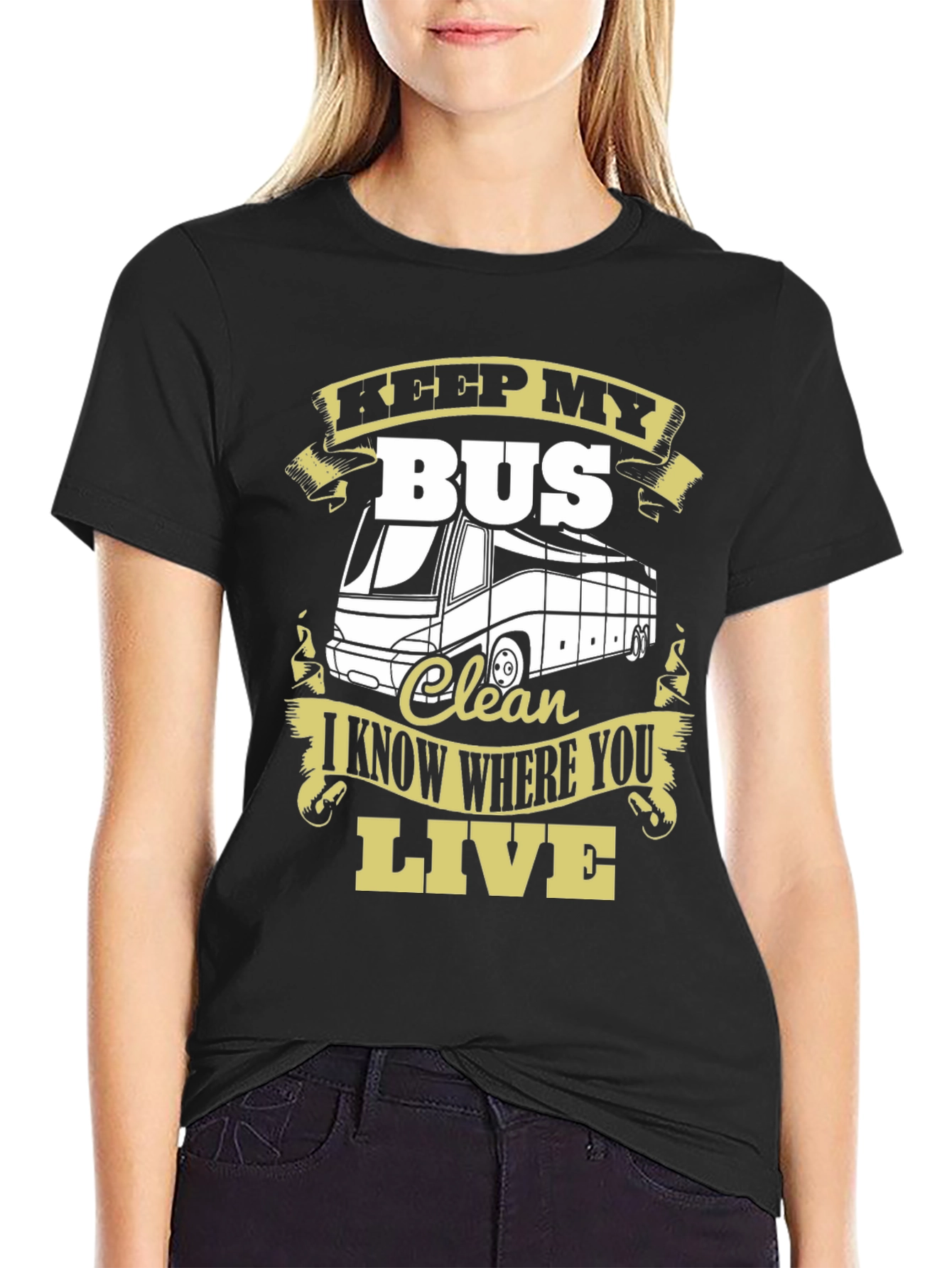 Black Keep My Bus Clean T-Shirt view 2