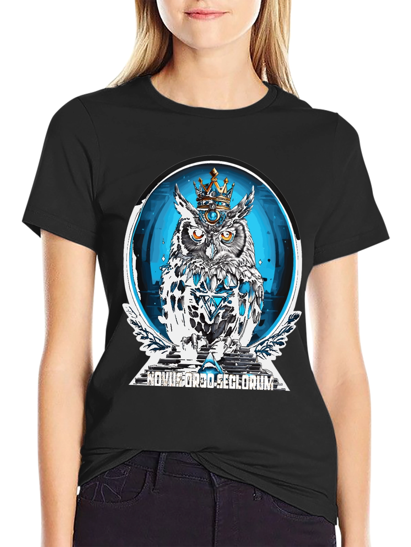 Black Crowned Owl Graphic Tee - New World Order view 2