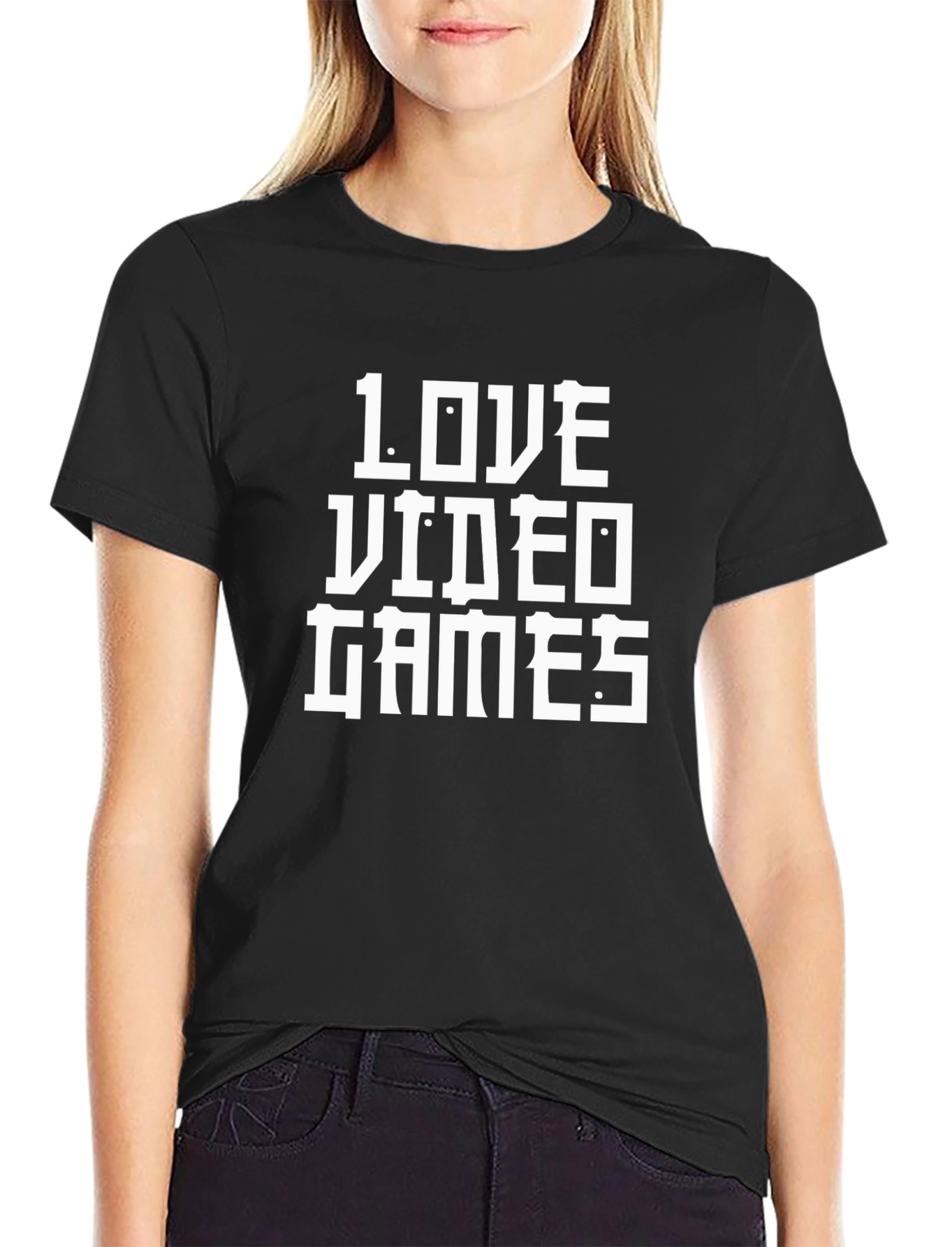Black Love Video Games T-Shirt - Black Cotton Graphic Tee view 2