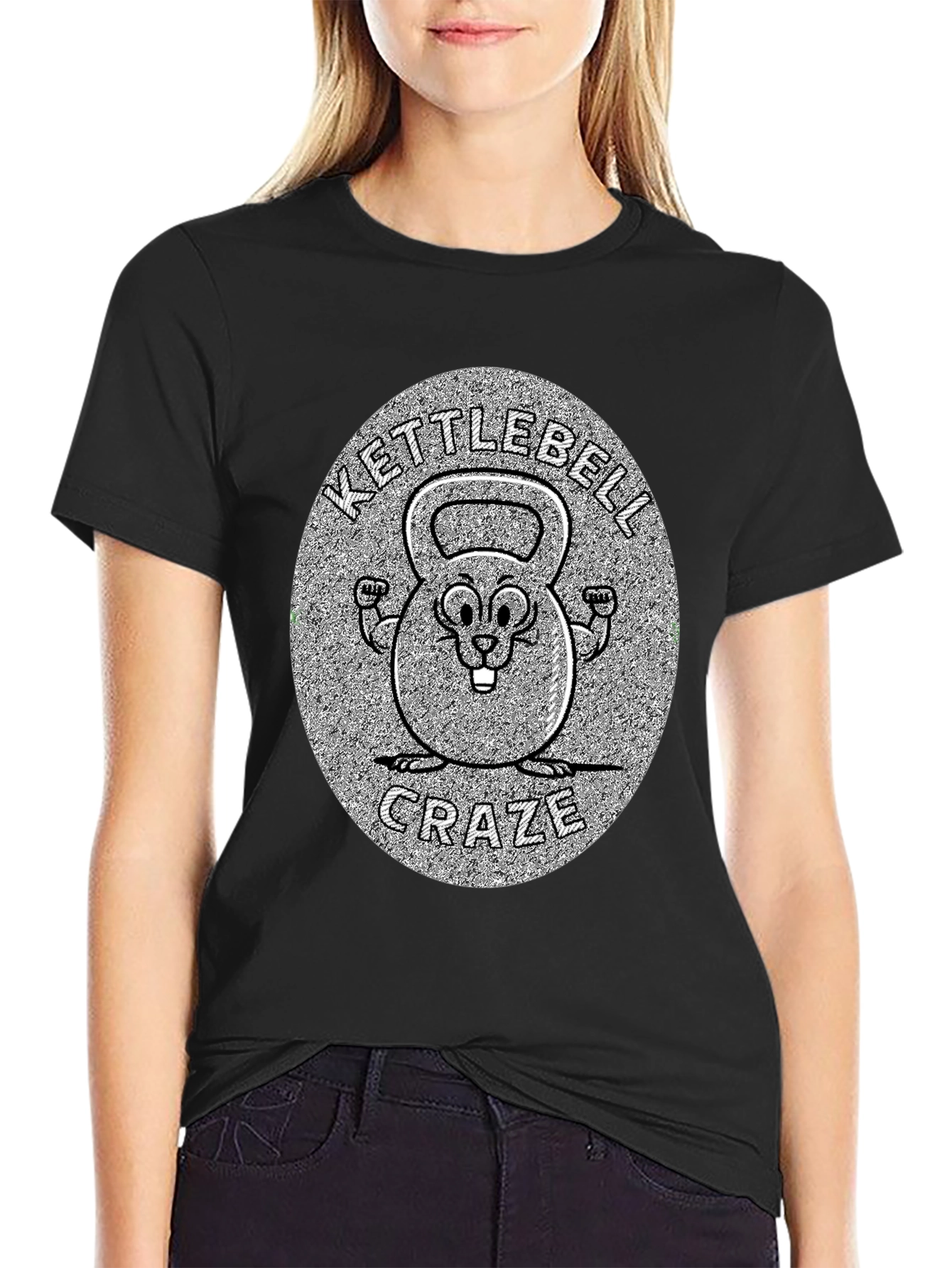 Black Kettlebell Craze T-Shirt - Fitness Novelty Tee view 2