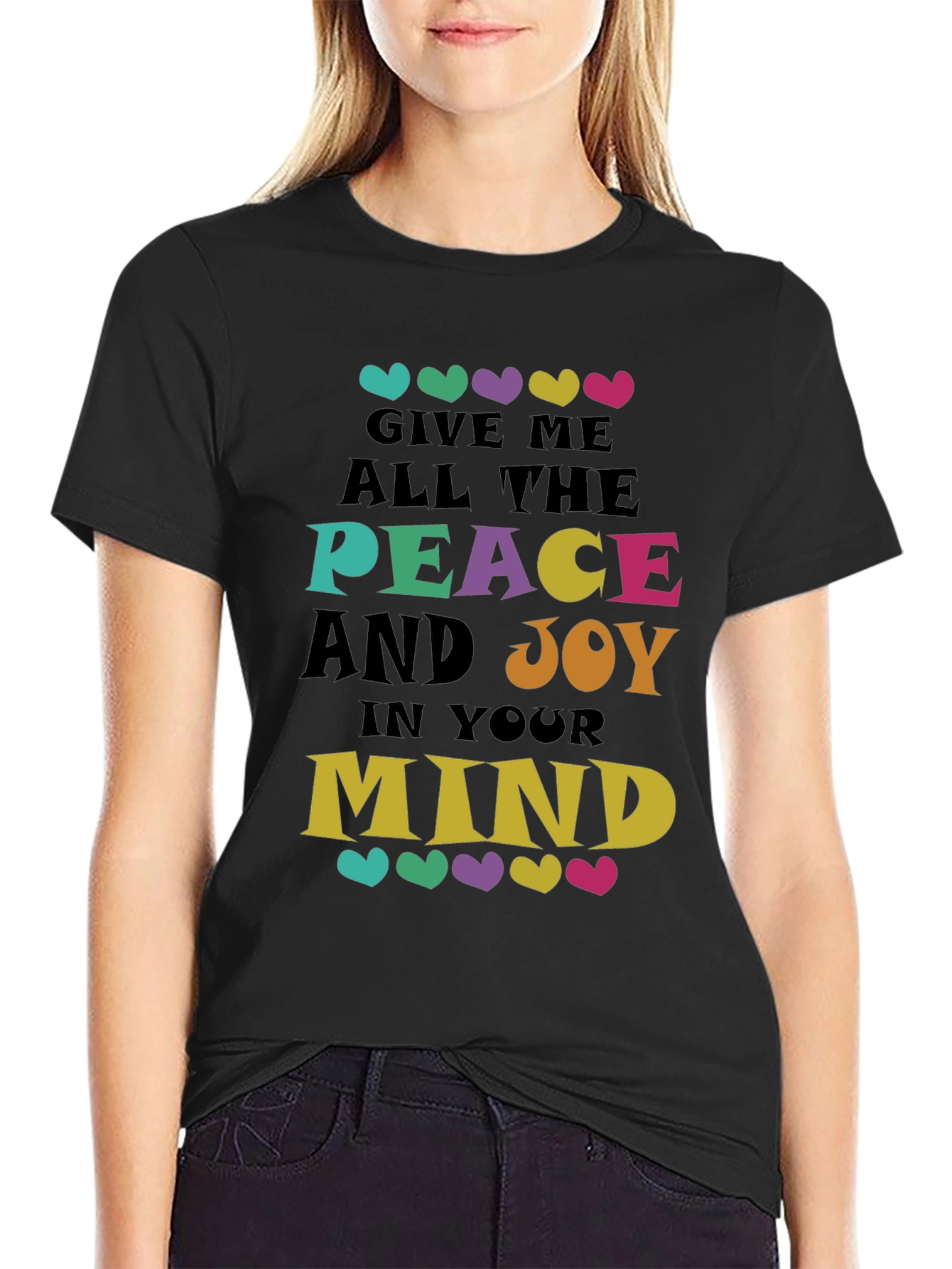 Black Peace and Joy Graphic Tee - Soft Cotton Blend view 2