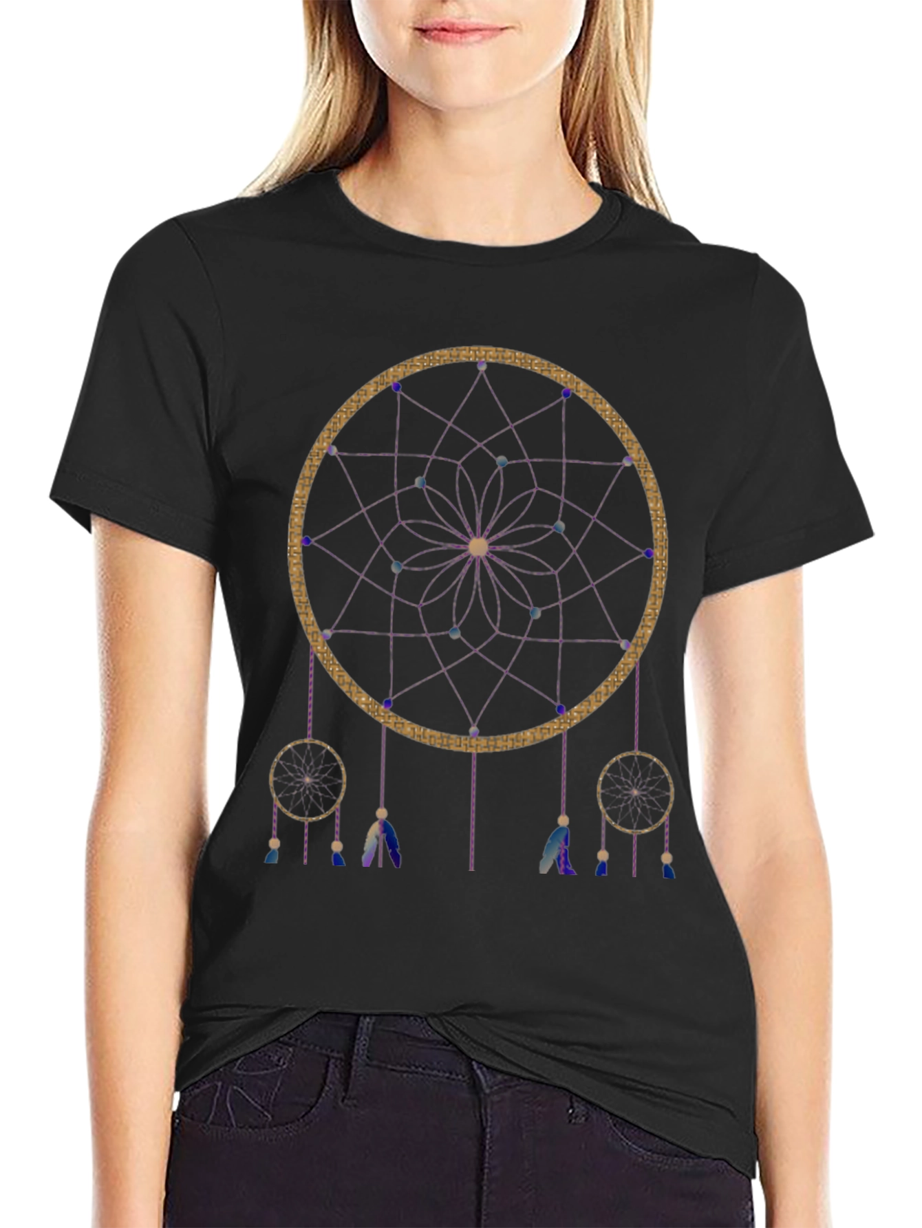 Black Dreamcatcher Graphic Tee - Boho Style Shirt view 2