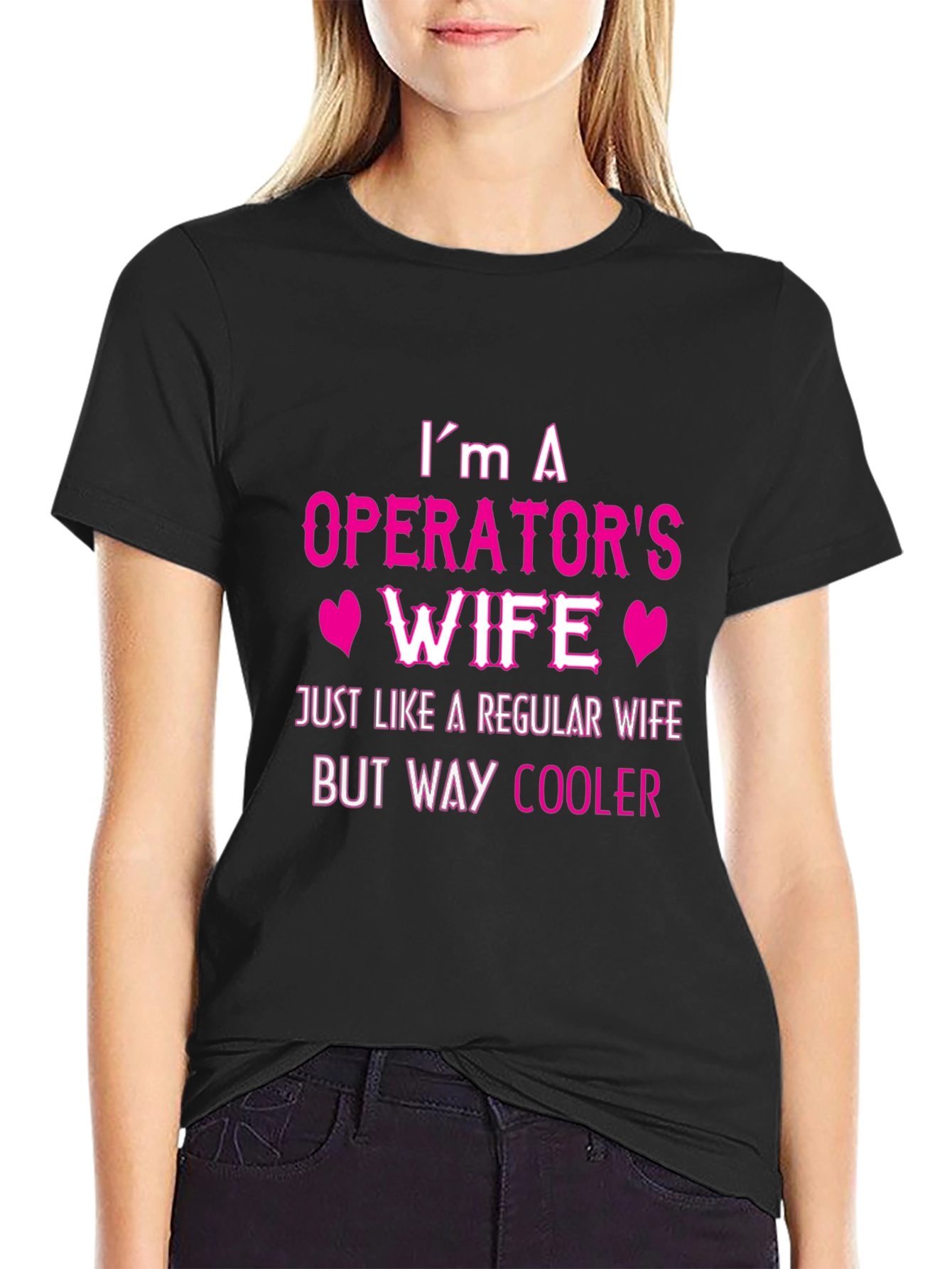 Black Operator's Wife T-Shirt - Cool Wife Tee view 2