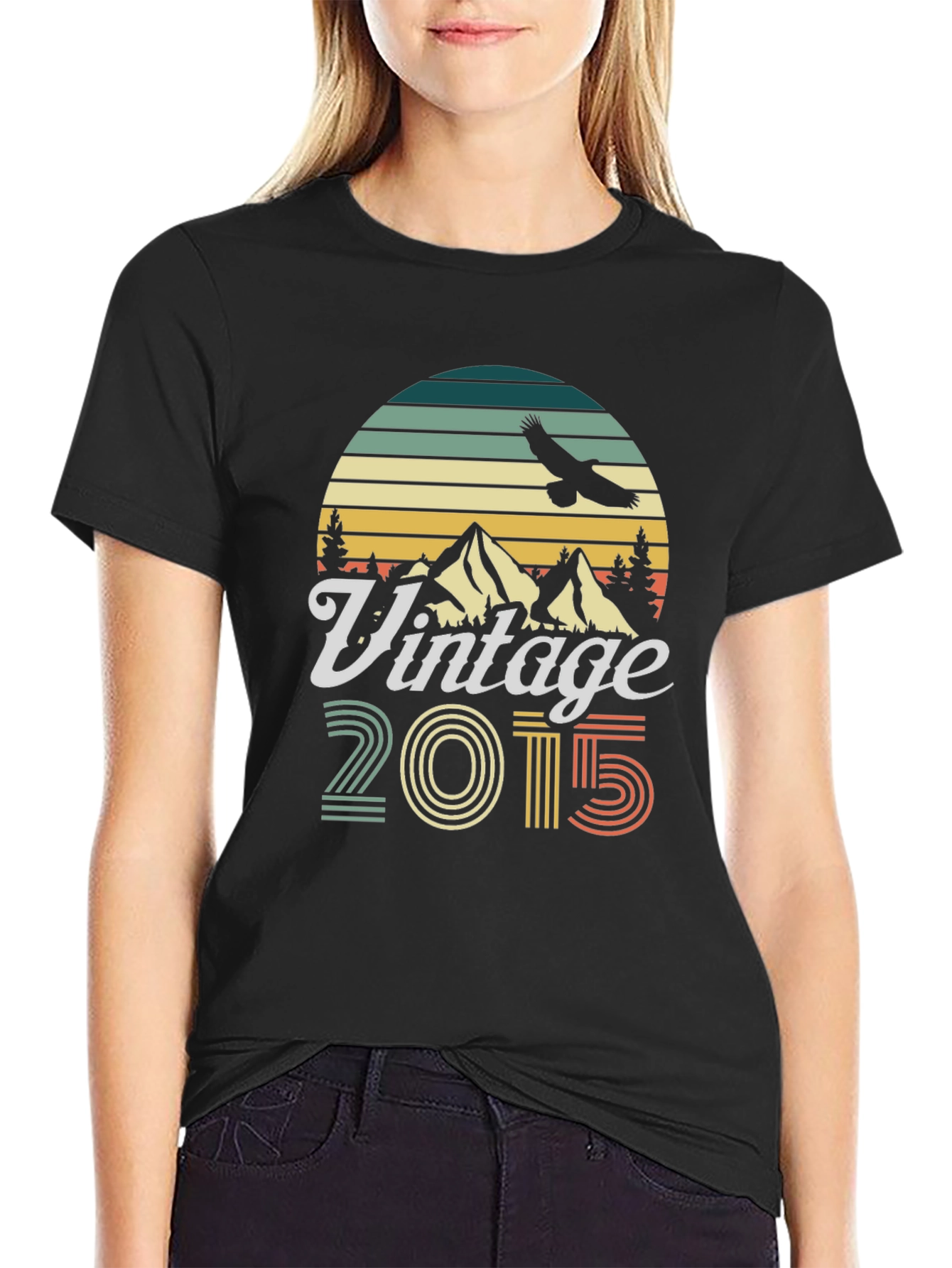 Black Vintage 2015 Graphic T-Shirt Retro Birthday Gift view 2