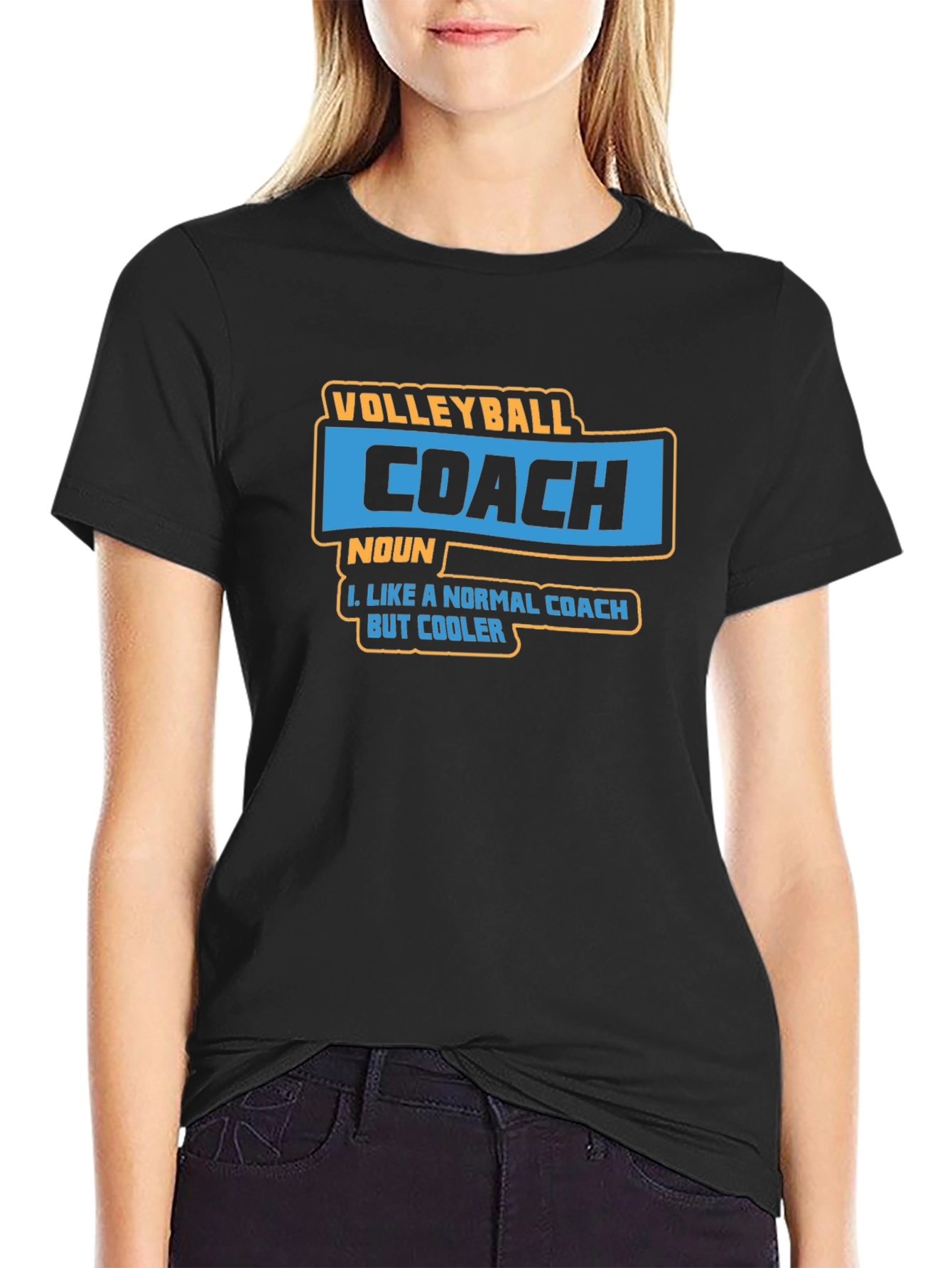 Black Volleyball Coach Funny Graphic T-Shirt view 2