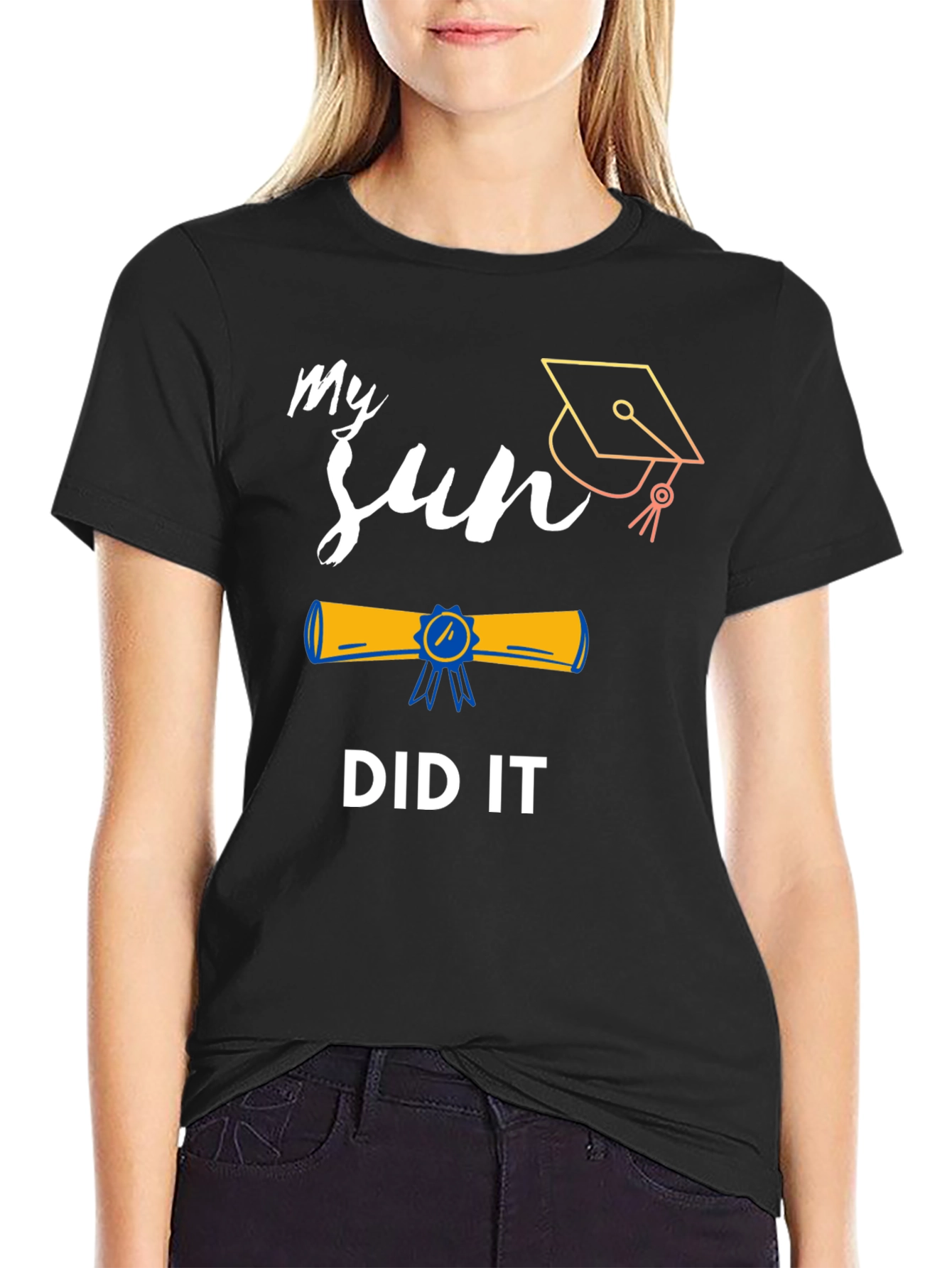 Black My Son Did It Graduation T-Shirt view 2