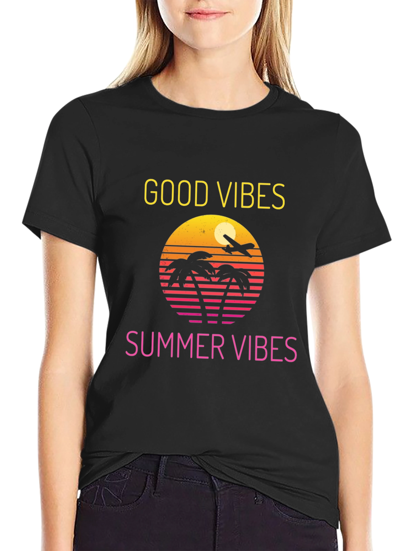 Black Good Vibes Summer T-Shirt view 2