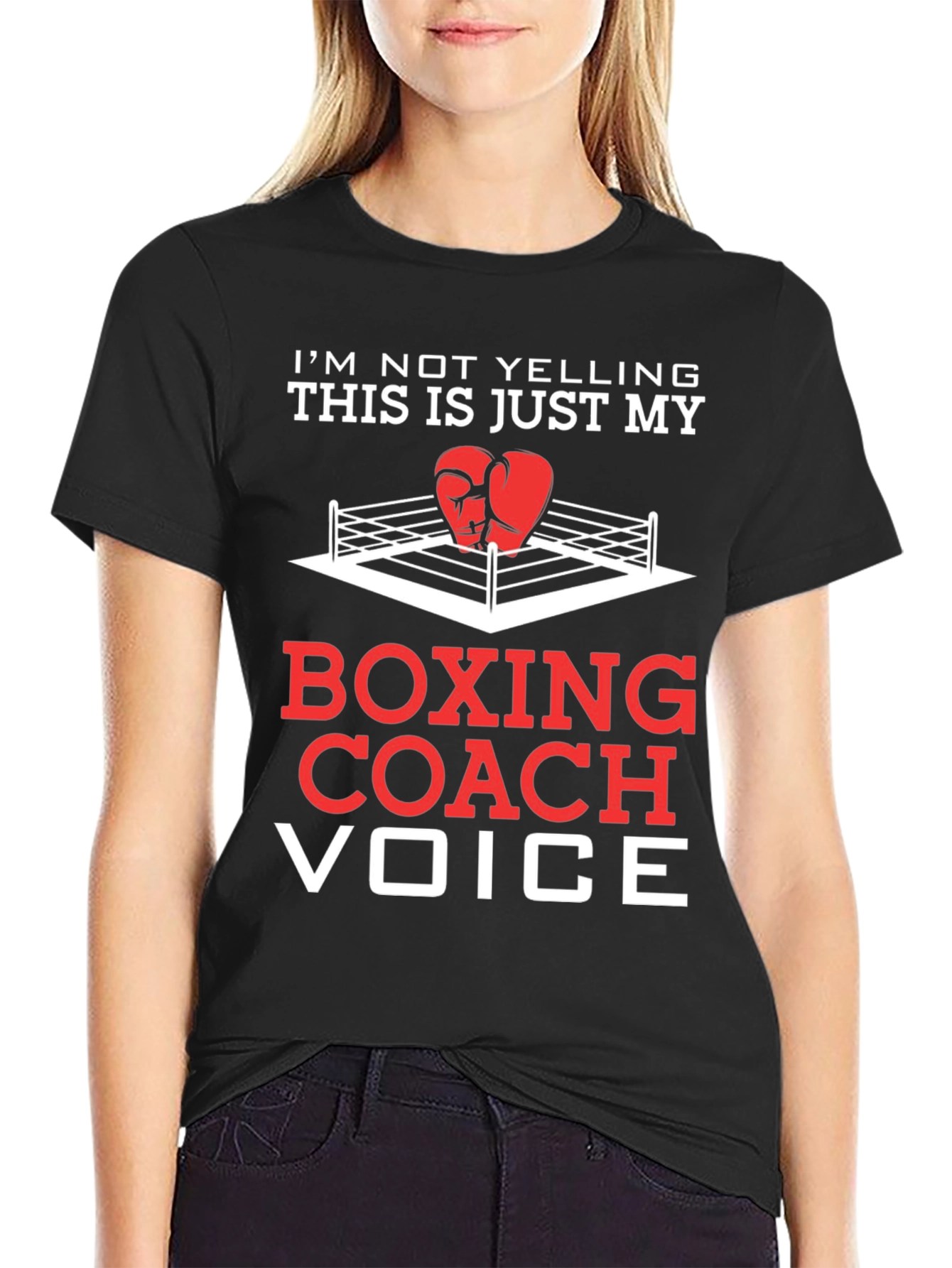 Black Boxing Coach Voice T-Shirt - Funny Boxing Gift view 2