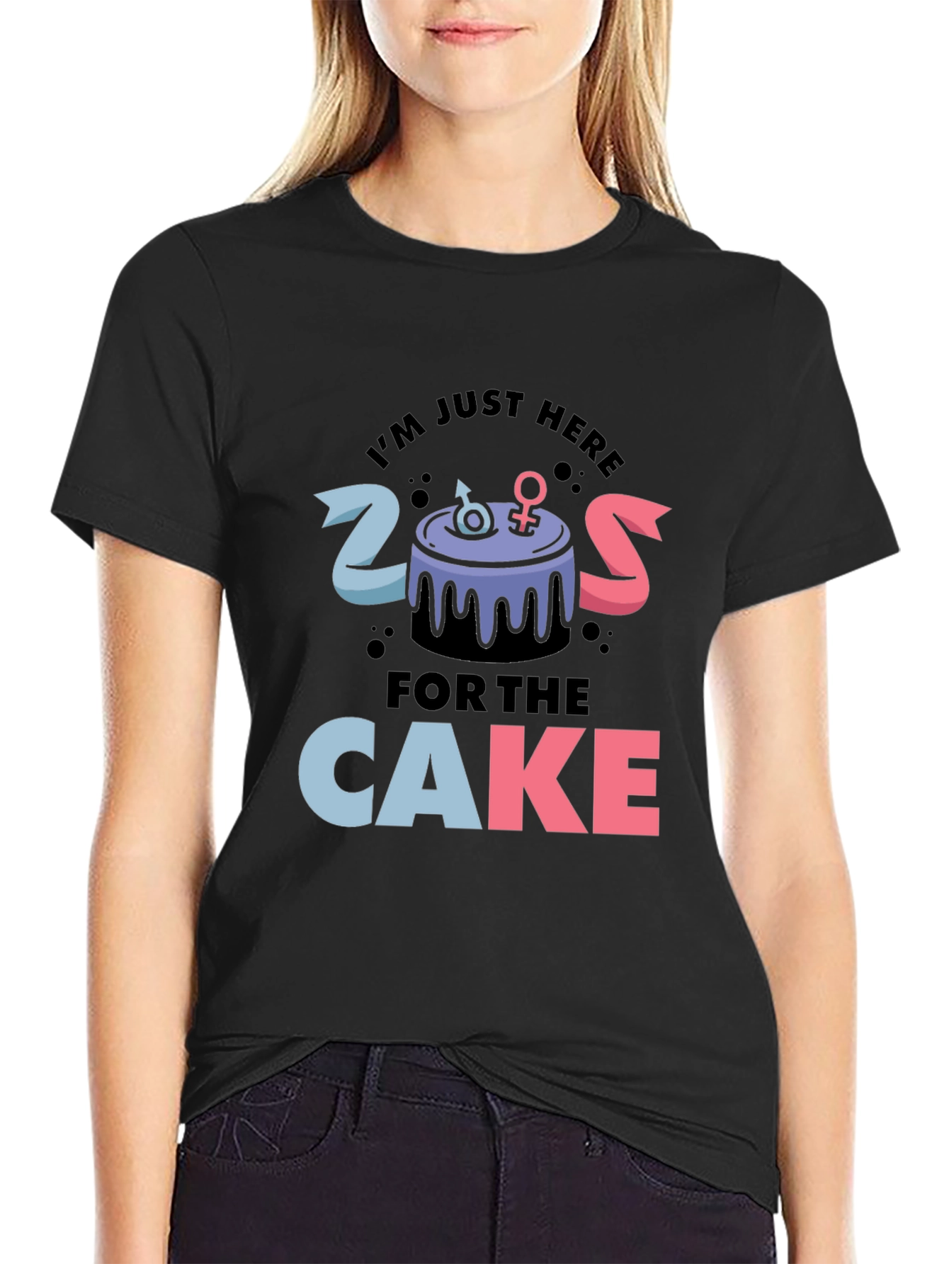 Black Gender Reveal Cake T-Shirt view 2