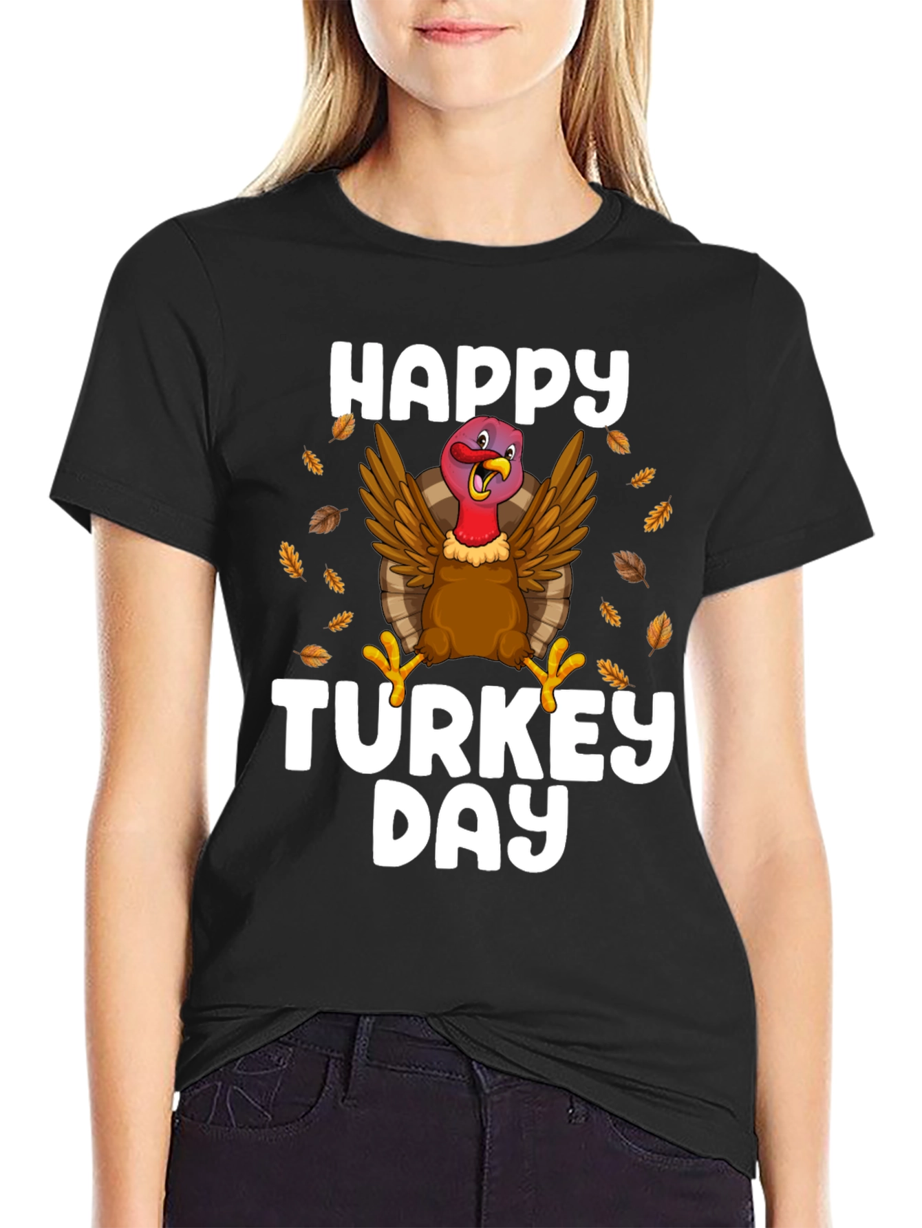 Black Happy Turkey Day Black T-Shirt view 2