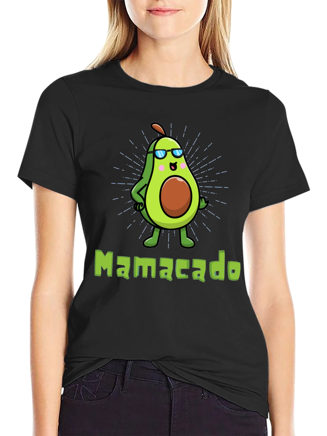 Black Cool Mamacado Avocado Graphic T-Shirt view 2