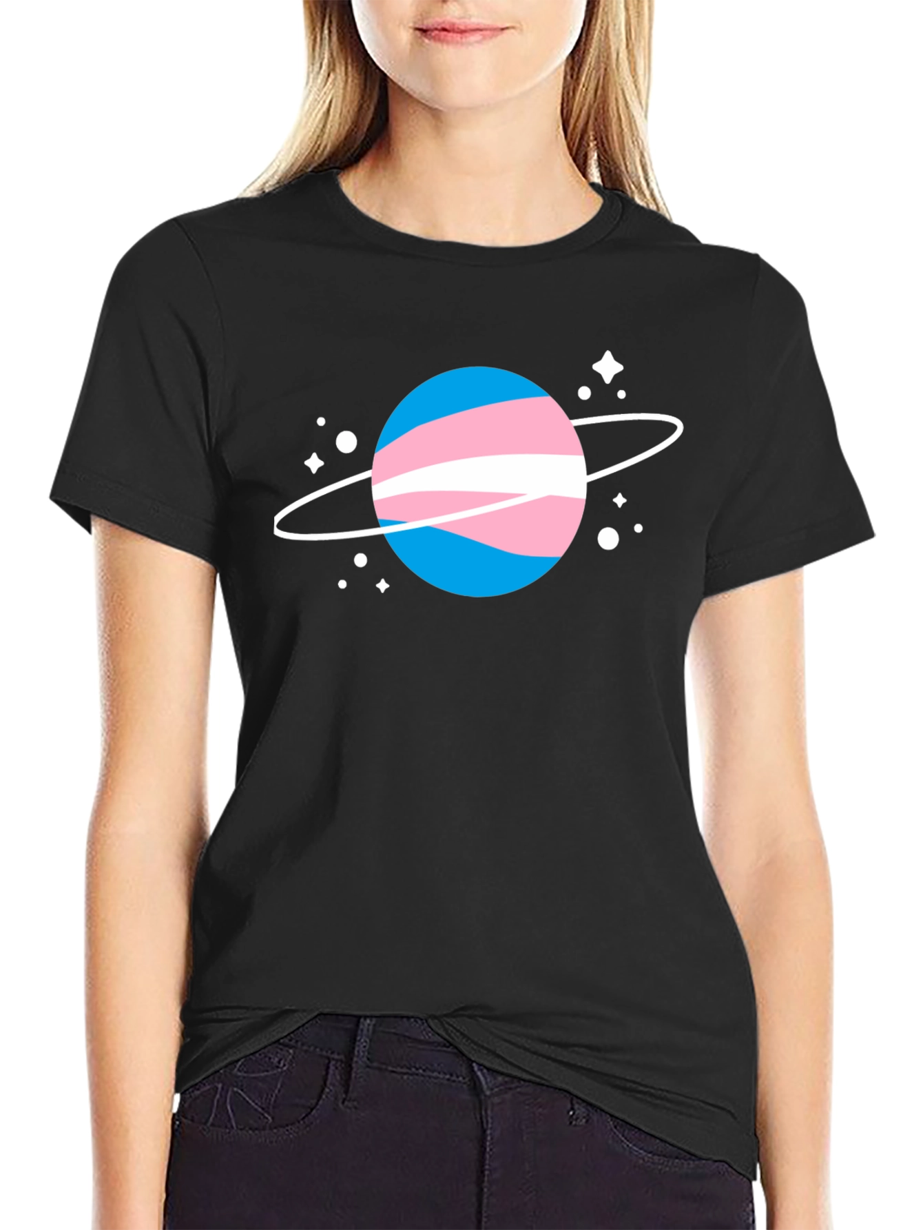 Black Transgender Pride Planet T-Shirt - Unisex view 2