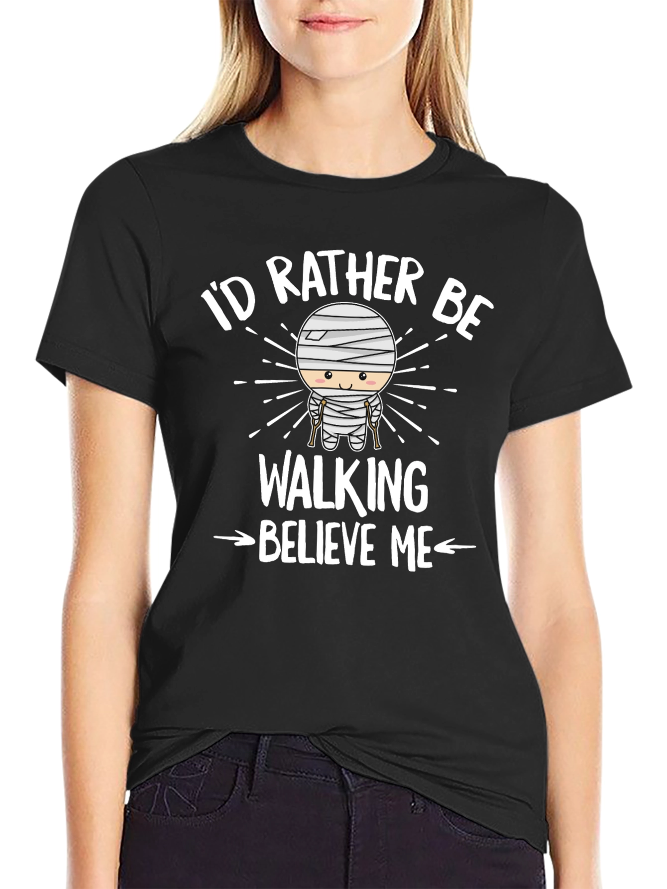 Black I'd Rather Be Walking T-Shirt view 2