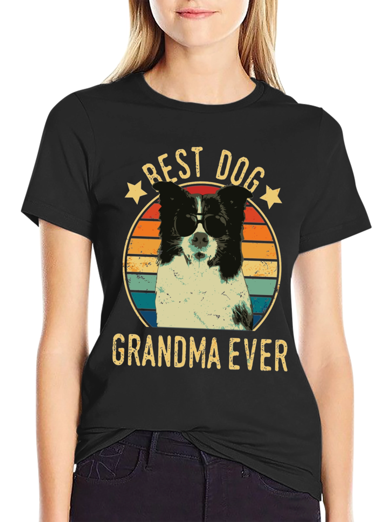 Black Best Dog Grandma Ever Graphic T-Shirt view 2