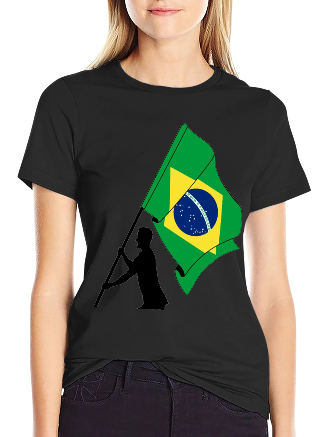 Black Brazil Flag Graphic T-Shirt - Menswear view 2