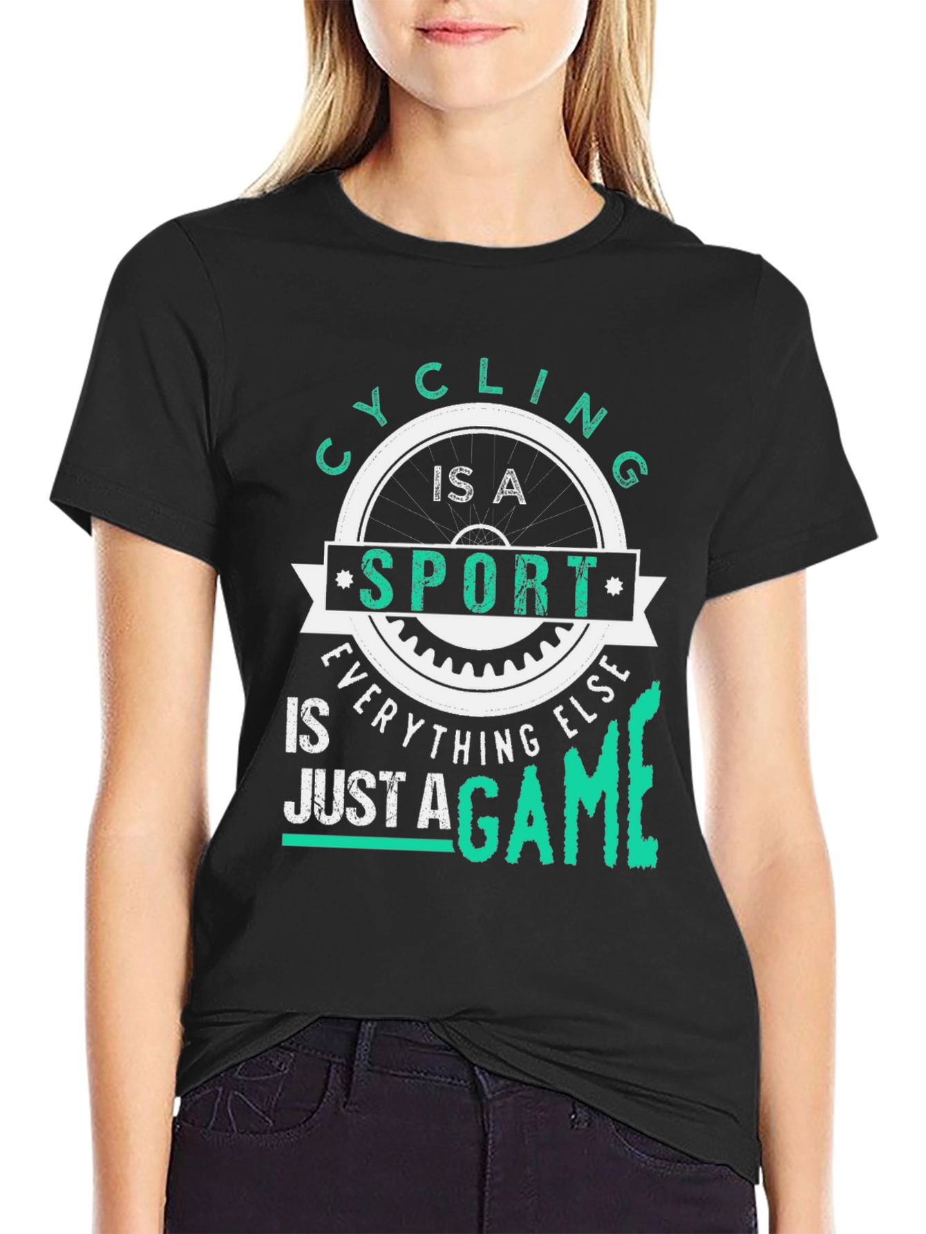 Black Cycling Is A Sport Graphic T-Shirt view 2
