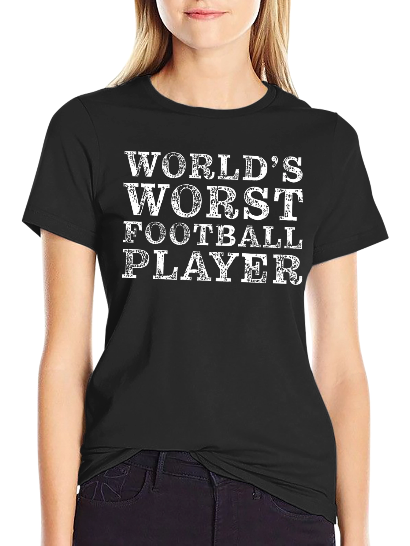 Black World's Worst Football Player T-Shirt Funny Gift view 2