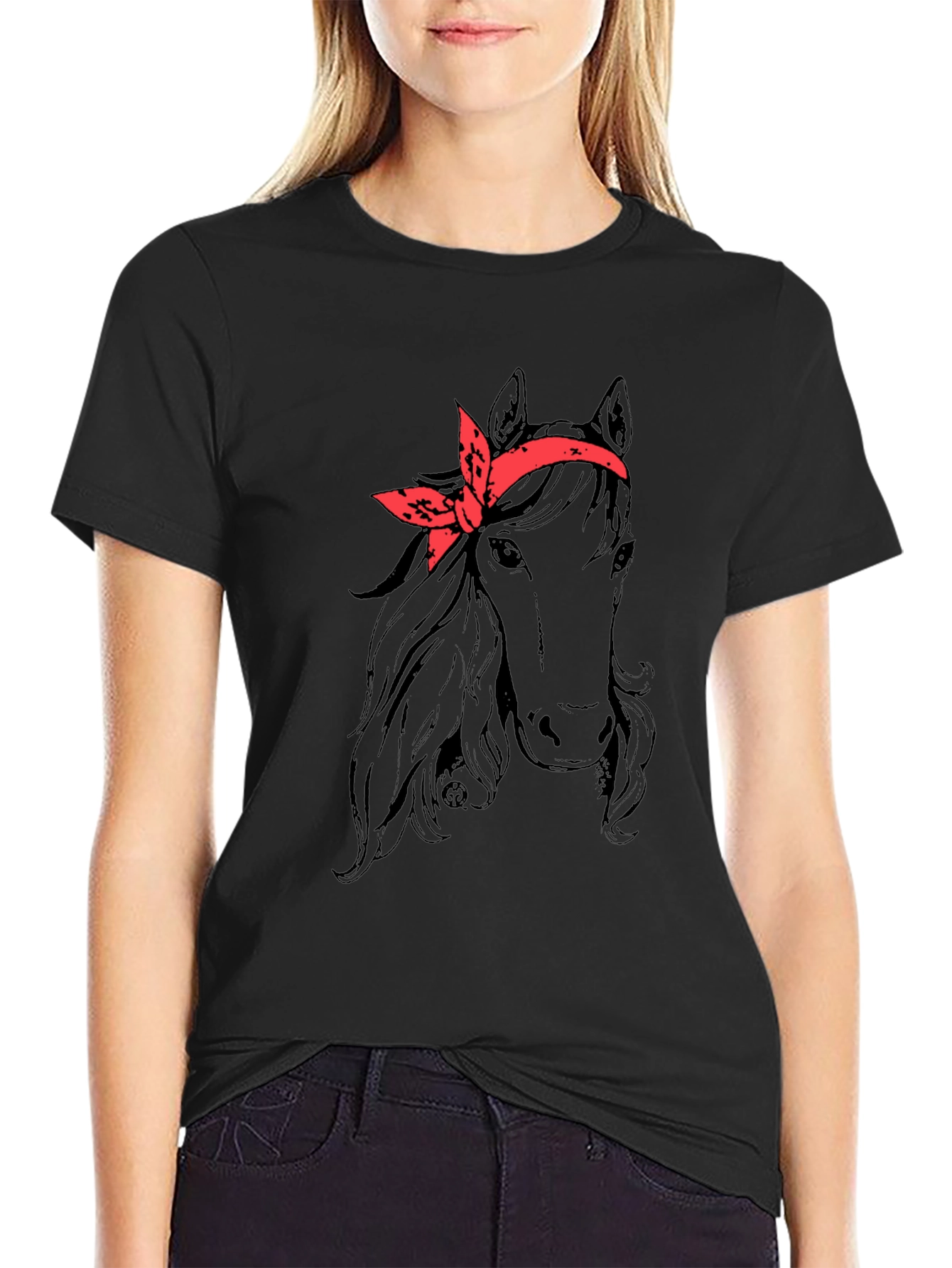 Black Horse with Bandana Graphic Tee view 2