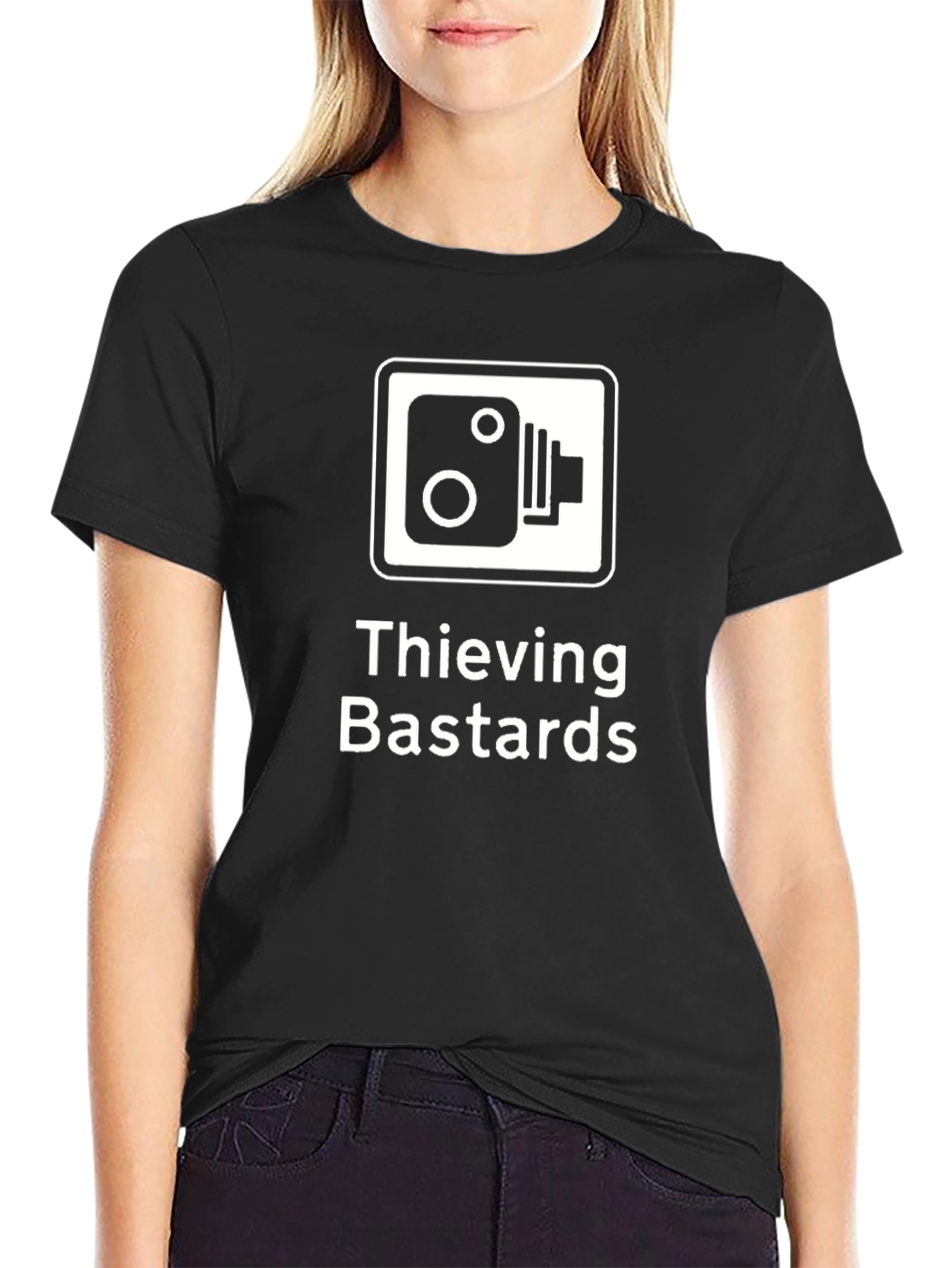 Black Thieving Bastards Graphic Tee - Black Cotton T-Shirt view 2