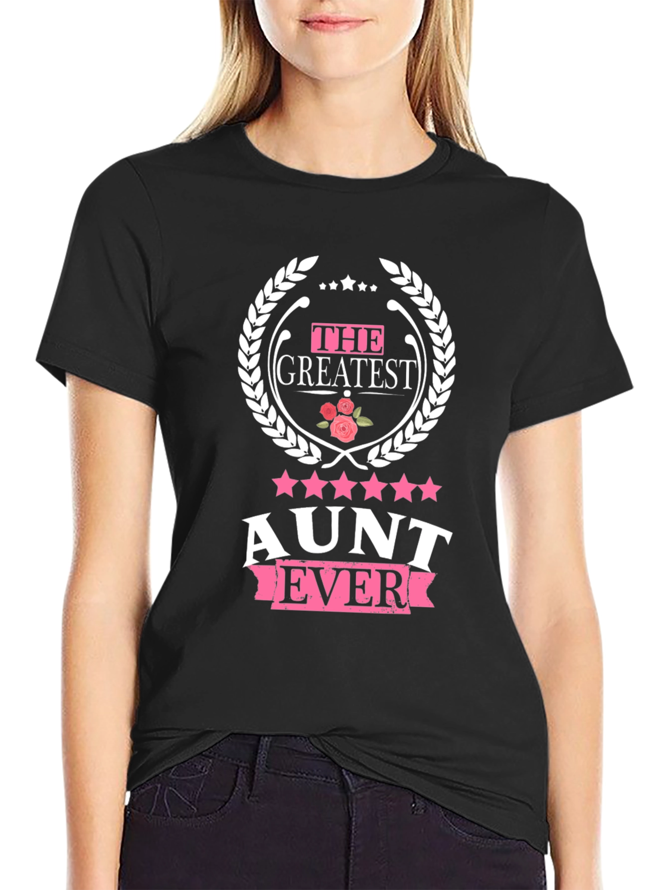 Black Greatest Aunt Ever Black T-Shirt view 2