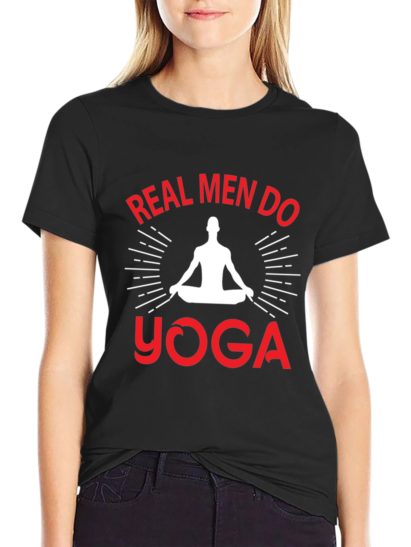 Black Real Men Do Yoga Graphic T-Shirt view 2
