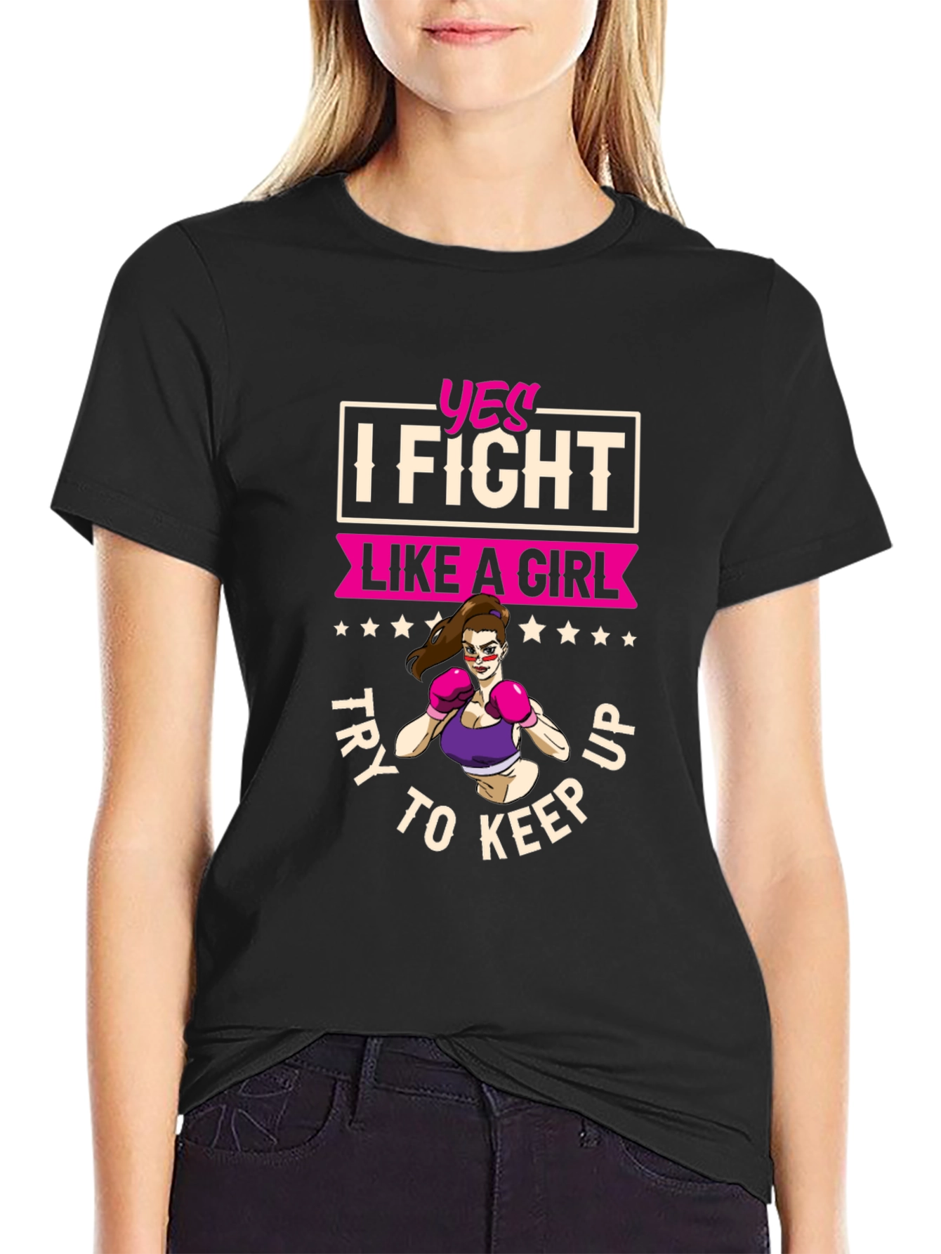 Black I Fight Like A Girl Graphic Tee view 2