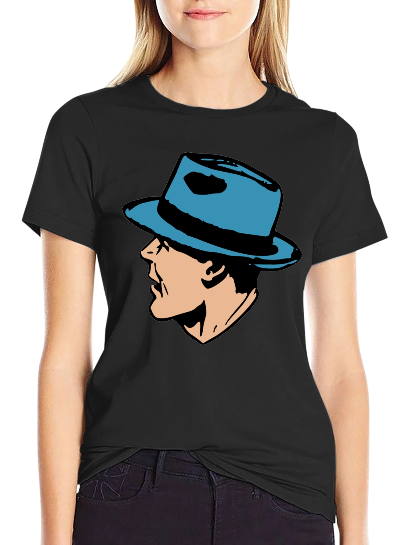Black Retro Detective T-Shirt - Classic Comic Style Tee view 2