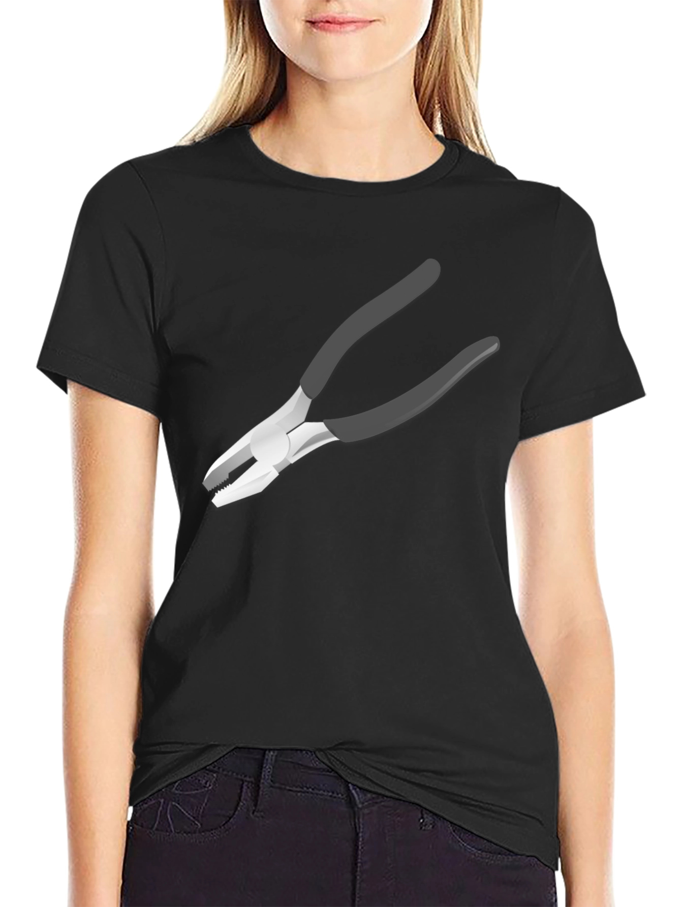 Black Novelty Pliers Graphic Black T-Shirt view 2