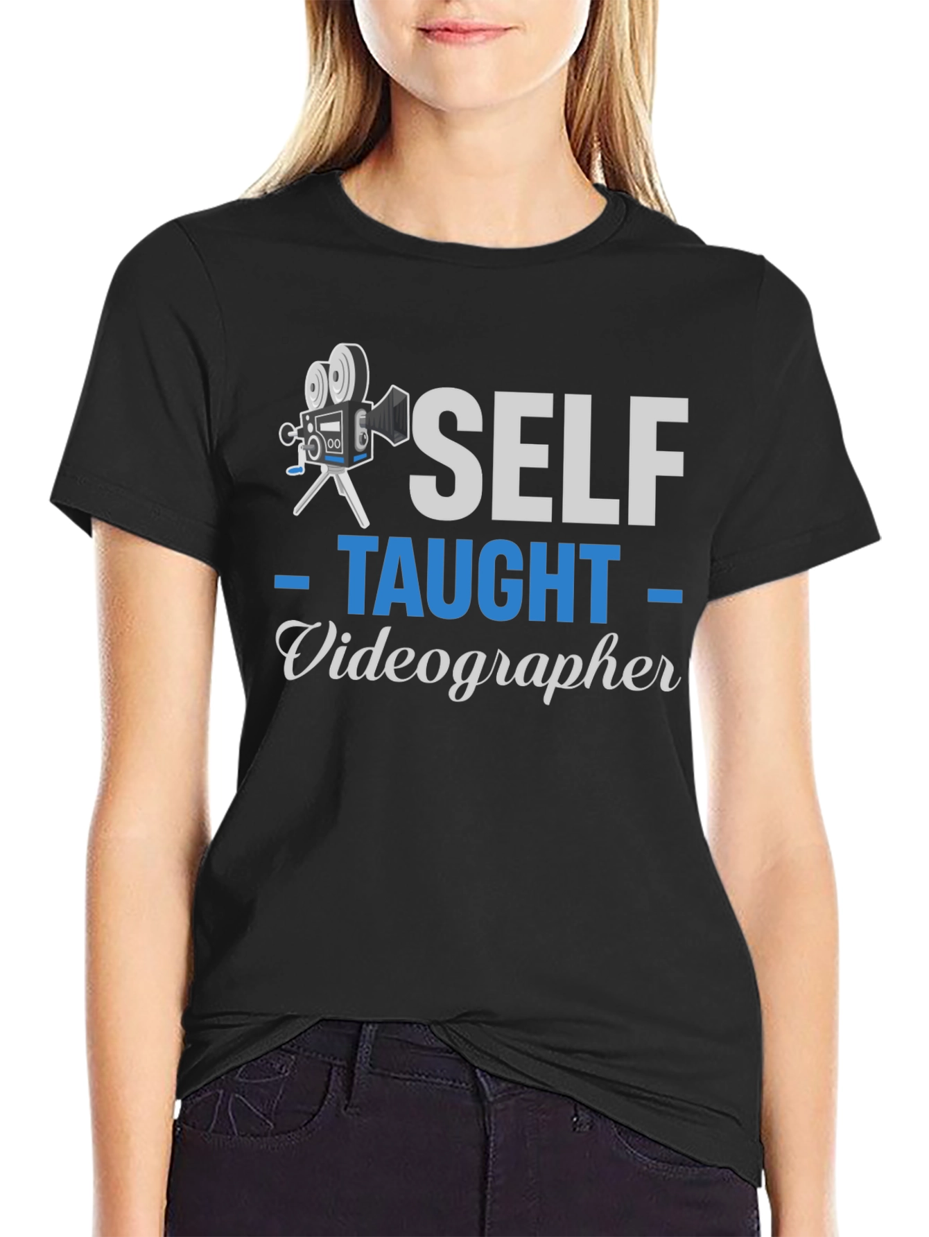 Black Self Taught Videographer Graphic Tee view 2
