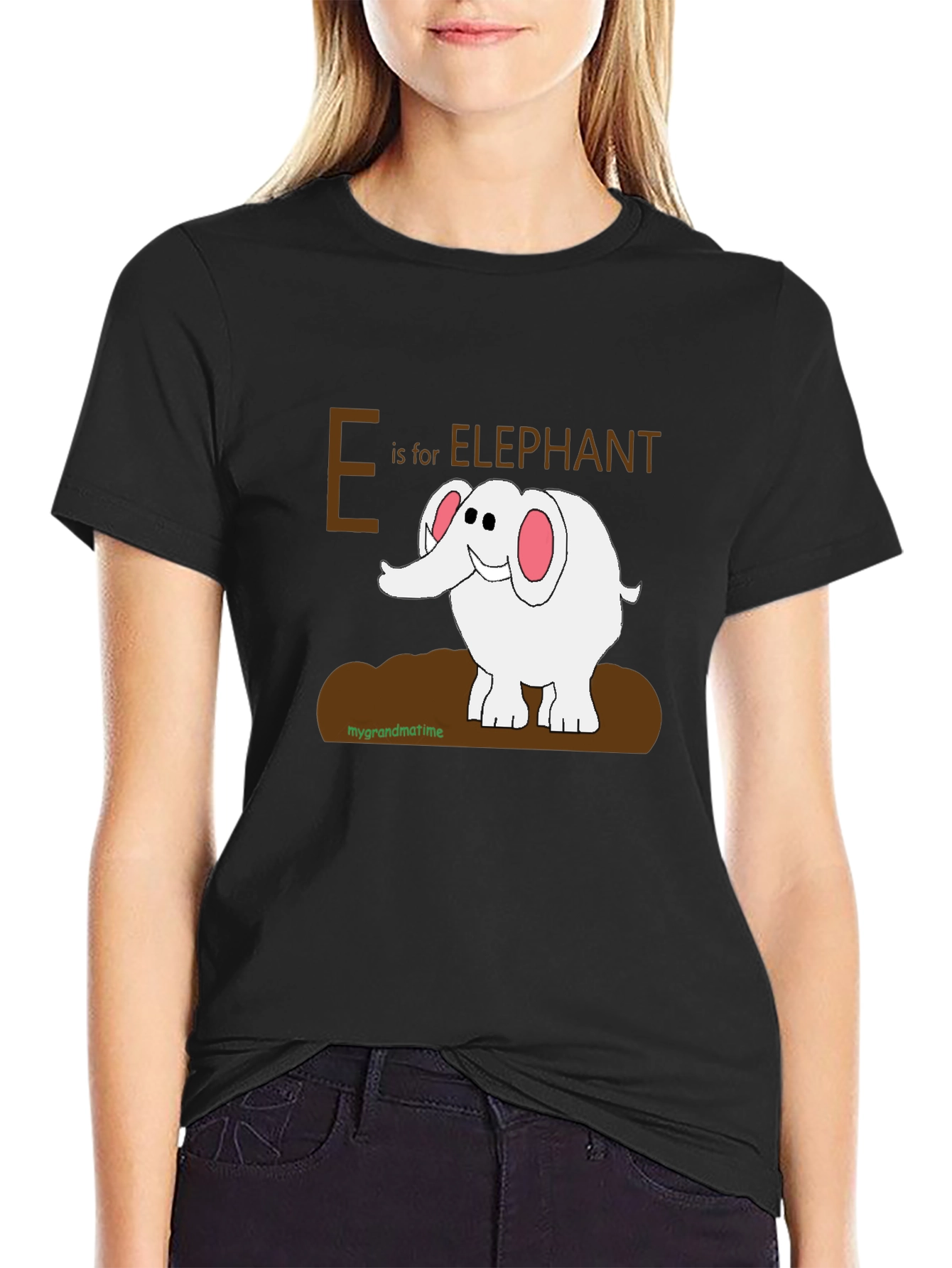 Black E is for Elephant Graphic T-Shirt view 2