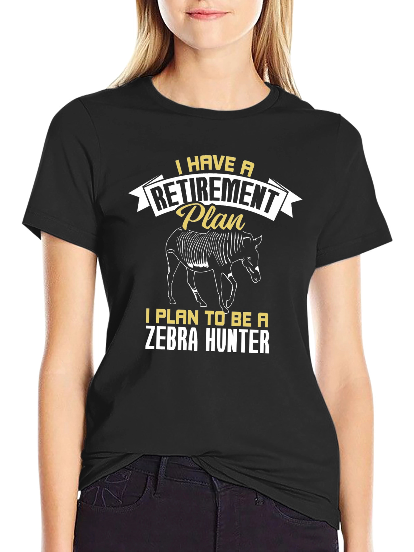 Black Zebra Hunter Retirement Plan T-Shirt view 2