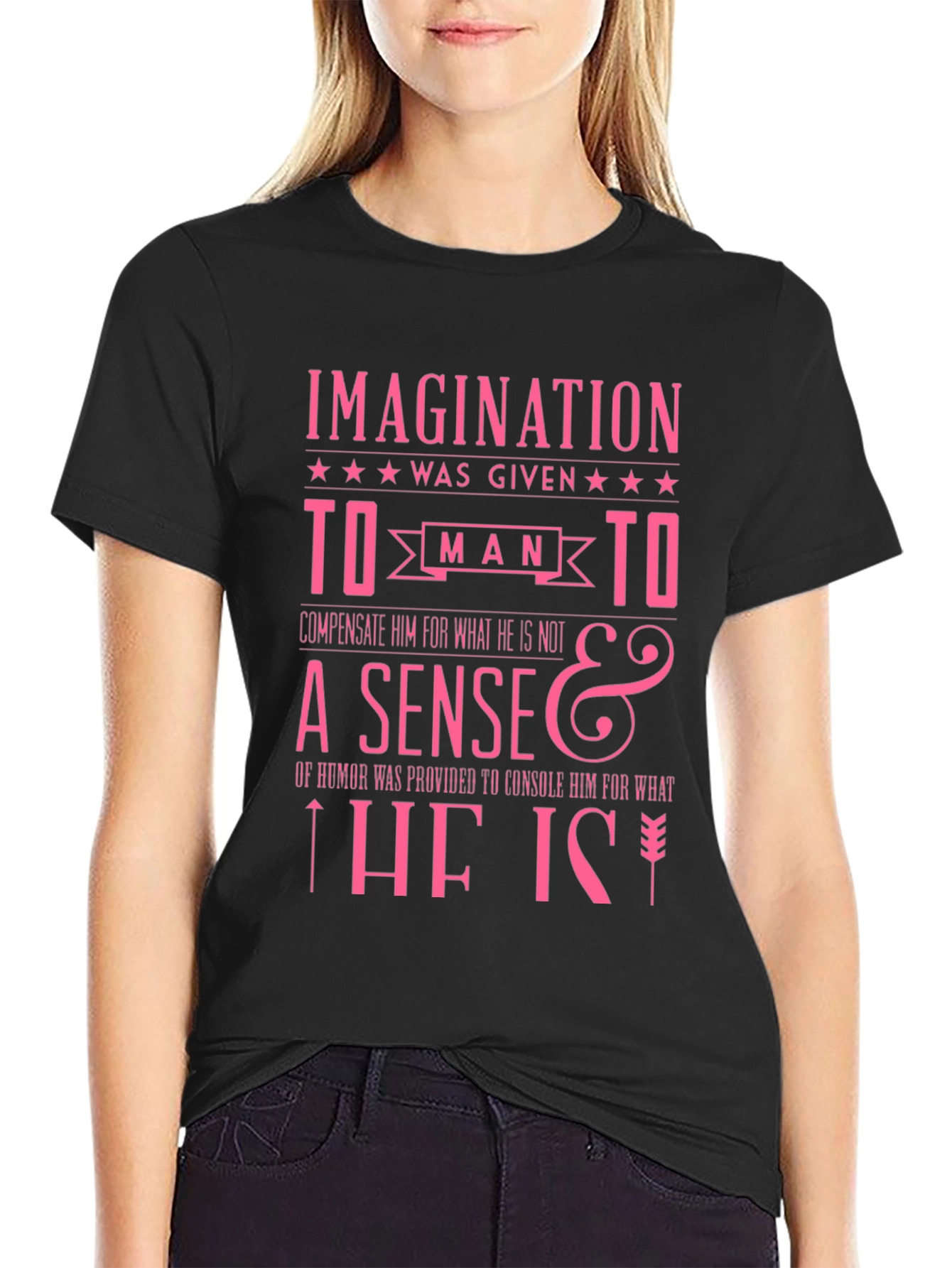 Black Imagination Humor Slogan Graphic T-Shirt view 2