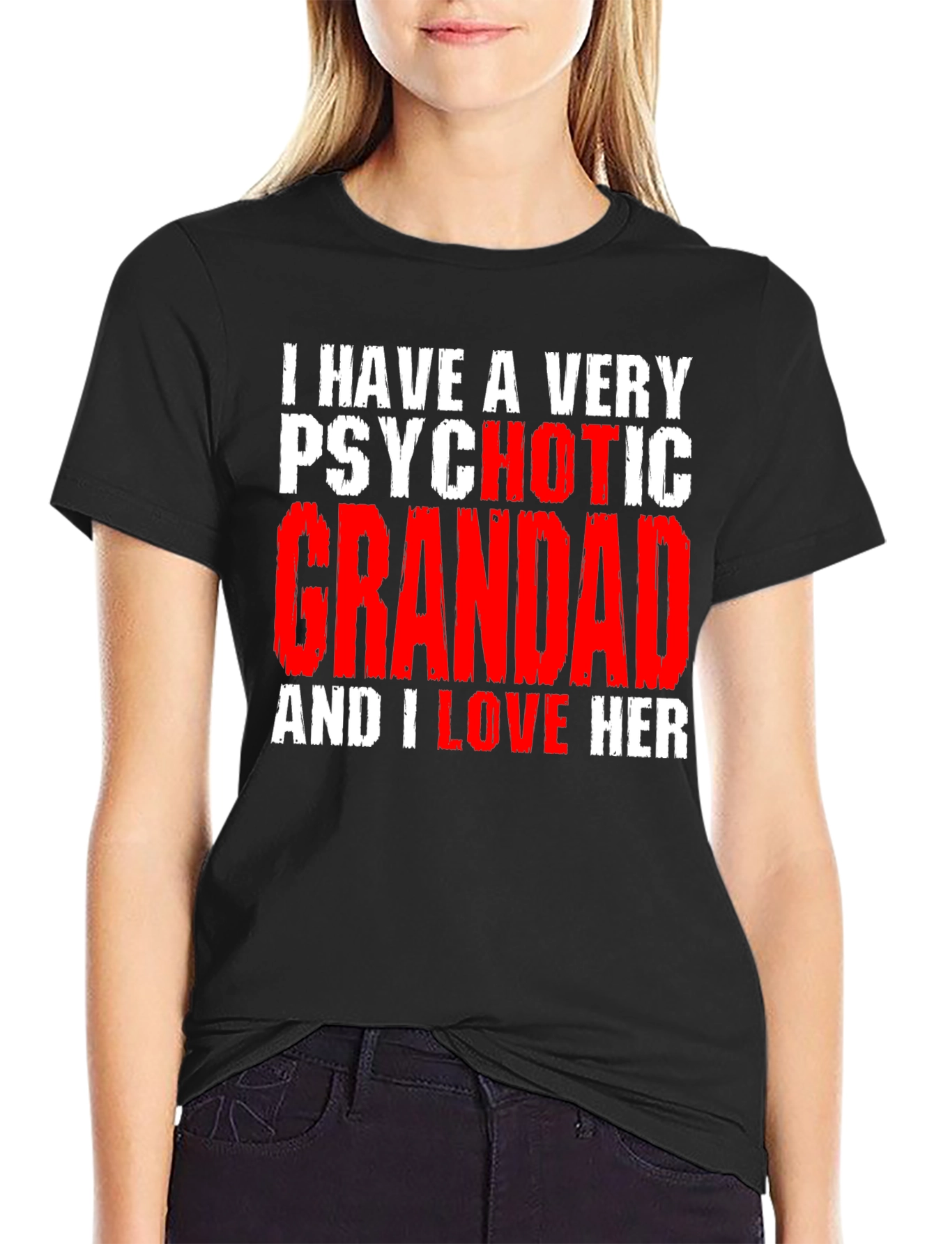 Black Psychotic Grandad Graphic Tee - Funny T-Shirt view 2
